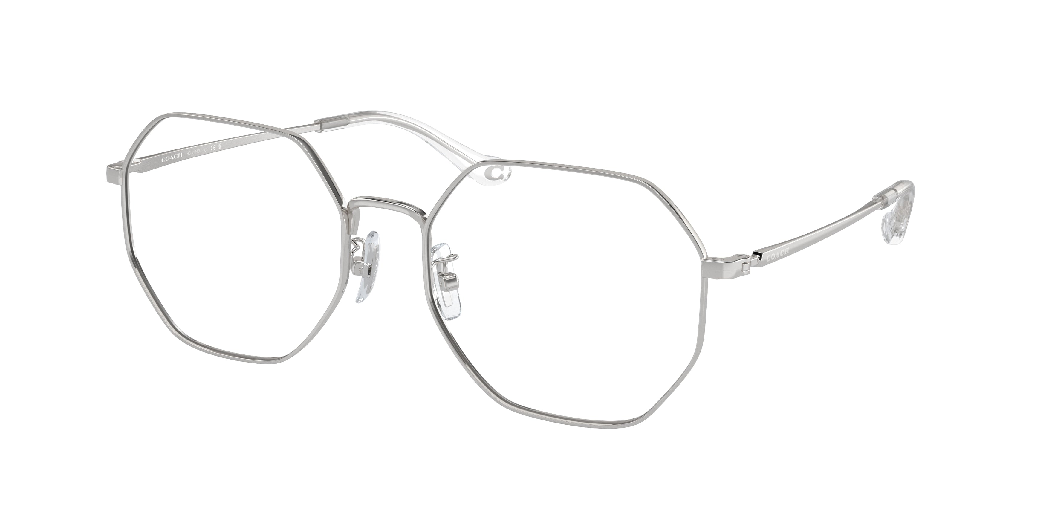 Coach HC5174D Irregular Eyeglasses  9001-Shiny Silver 56-145-18 - Color Map Silver