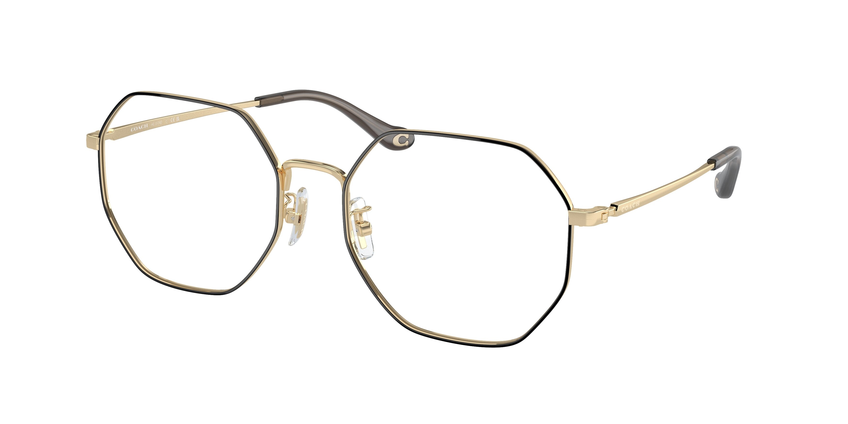 Coach HC5174D Irregular Eyeglasses  9430-Shiny Light Gold/Black 56-145-18 - Color Map Gold