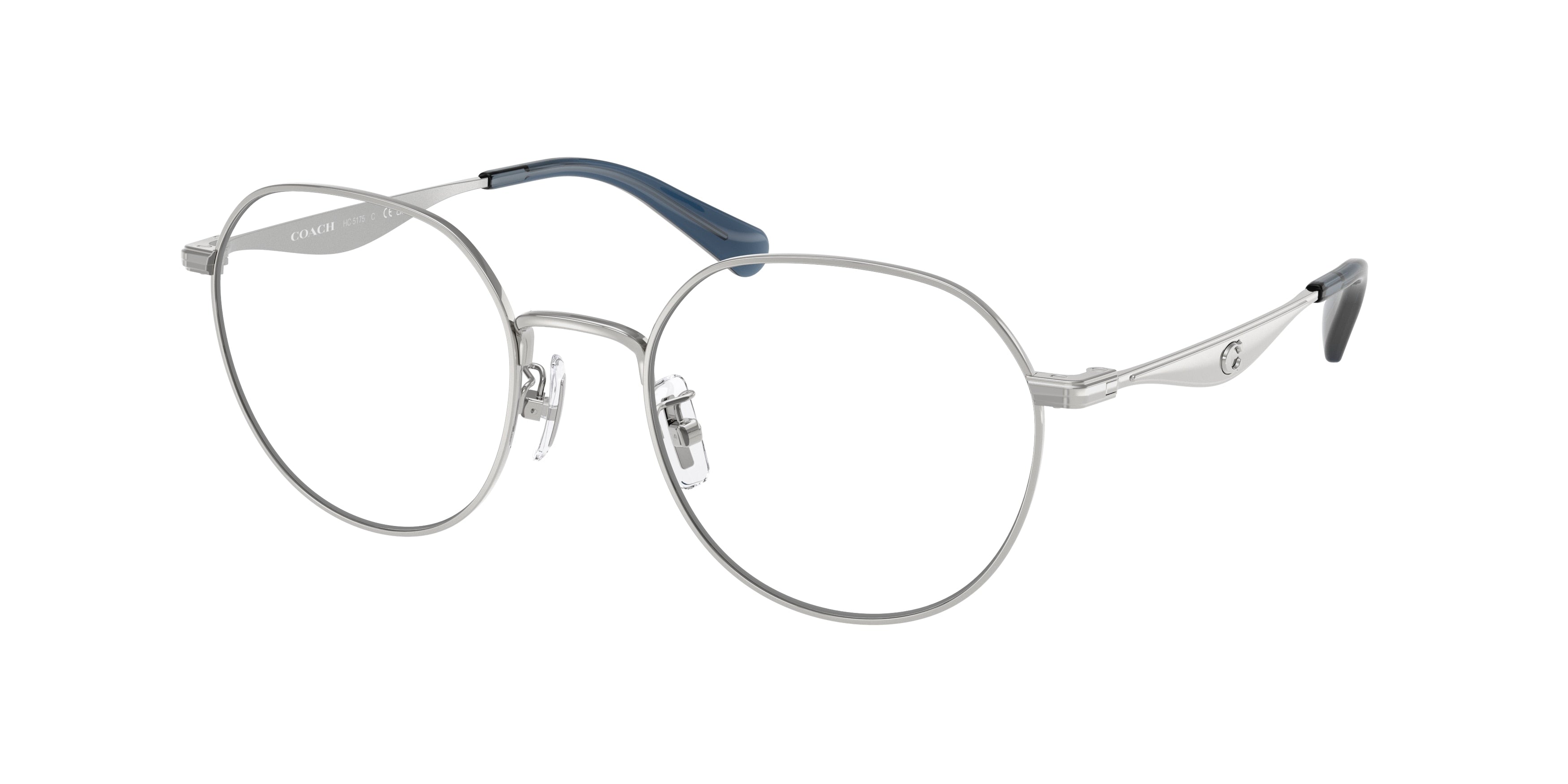 Coach CY044 HC5175 Round Eyeglasses  9001-Shiny Silver 52-140-20 - Color Map Silver