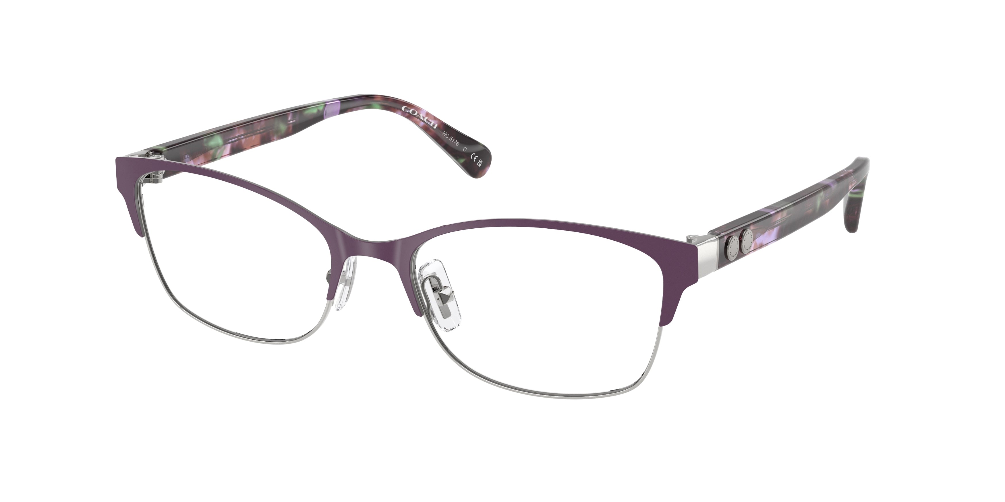 Coach HC5176 Rectangle Eyeglasses  9447-Silver/Amethyst 53-140-18 - Color Map Violet
