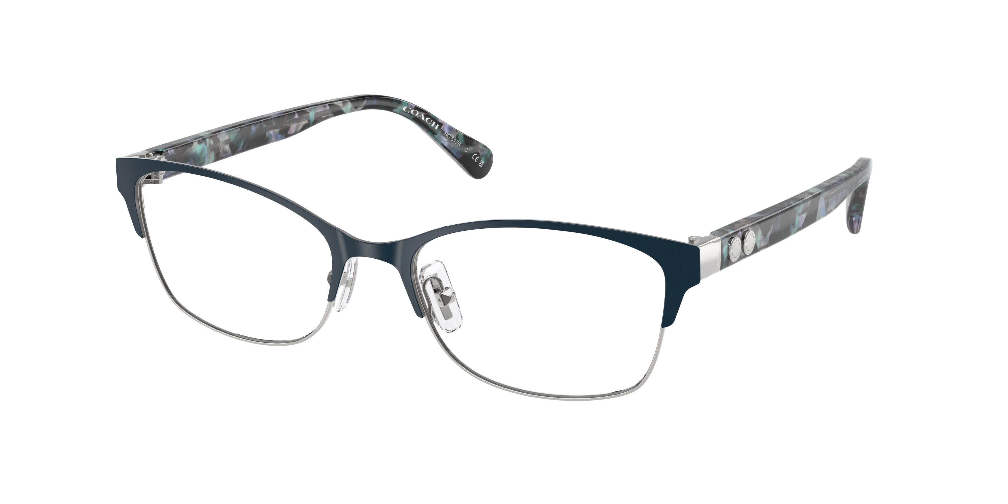 Coach HC5176 Rectangle Eyeglasses  9448-Silver / Blue 53-140-18 - Color Map Silver
