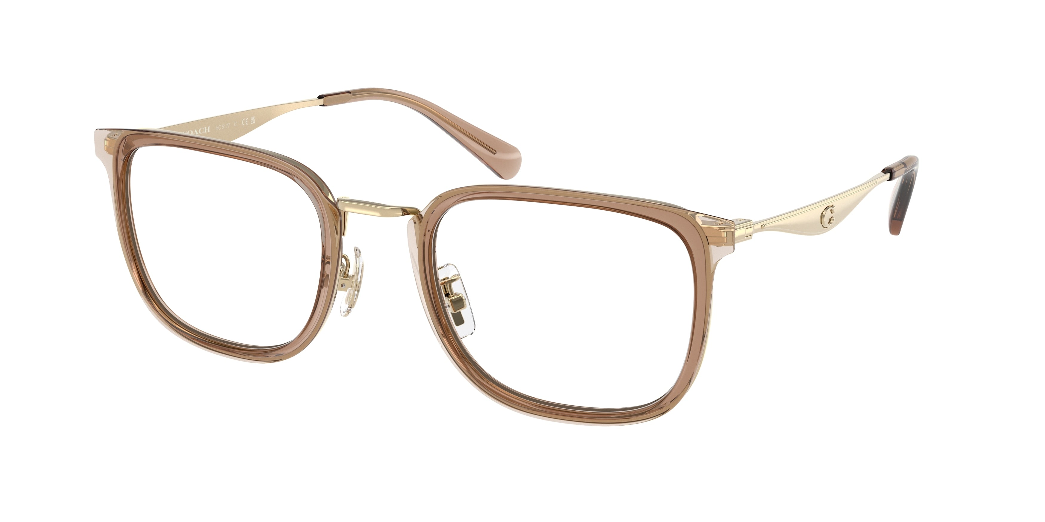 Coach HC5177 Square Eyeglasses  9456-Transparent Sand 53-150-23 - Color Map Brown
