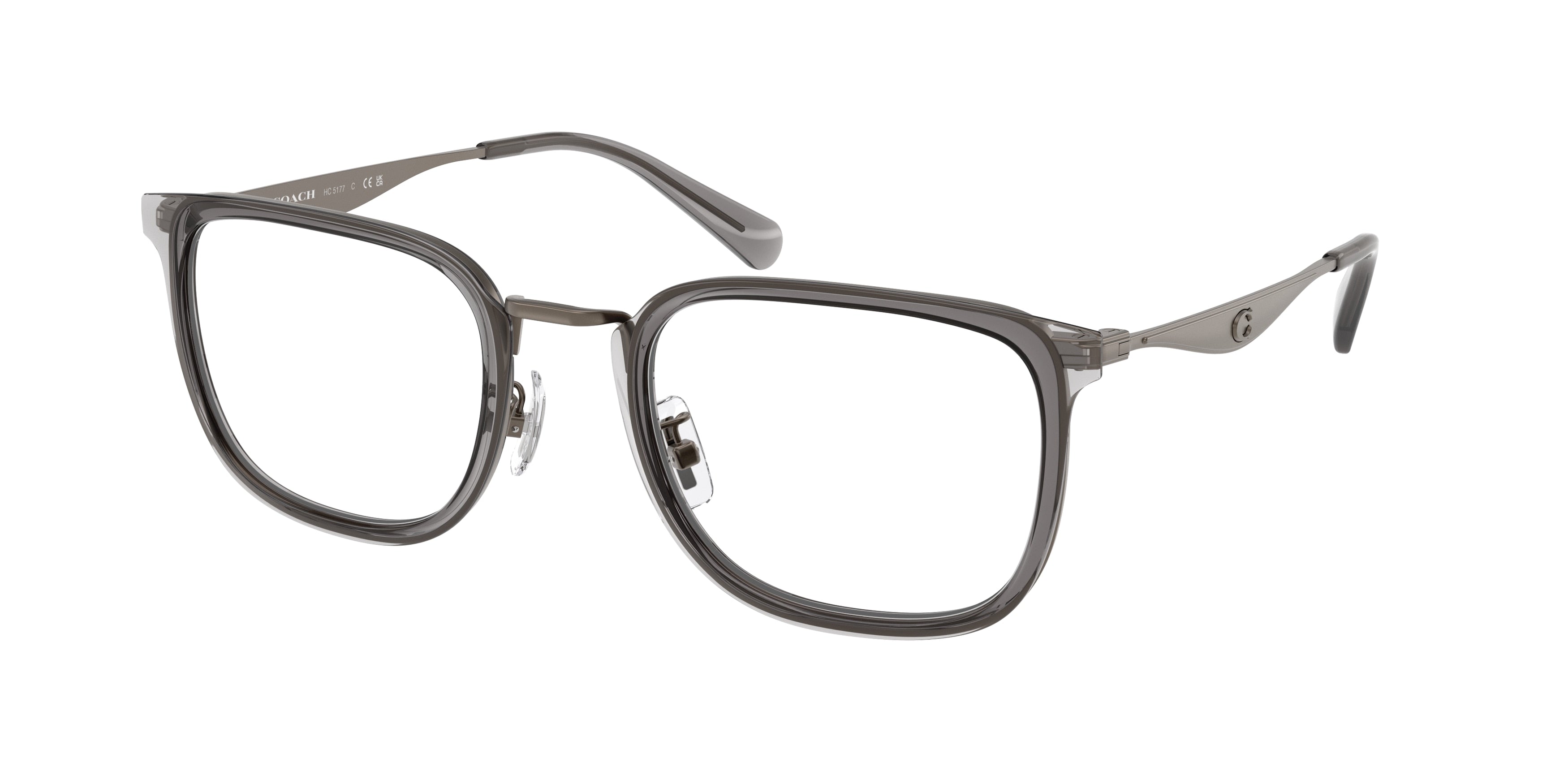 Coach HC5177 Square Eyeglasses  9457-Transparent Grey 53-150-23 - Color Map Grey