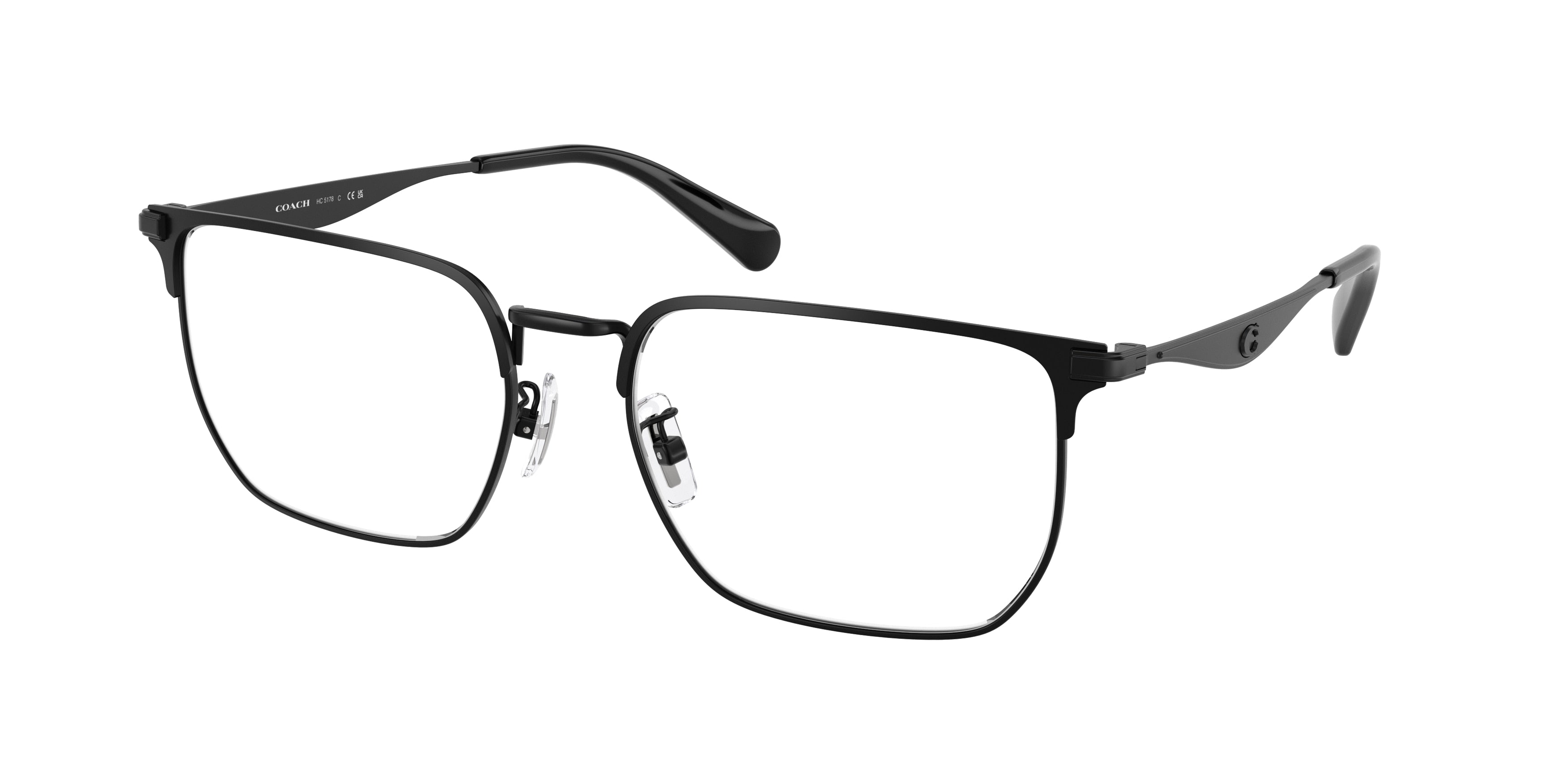 Coach HC5178 Irregular Eyeglasses  9344-Satin Black 57-150-18 - Color Map Black