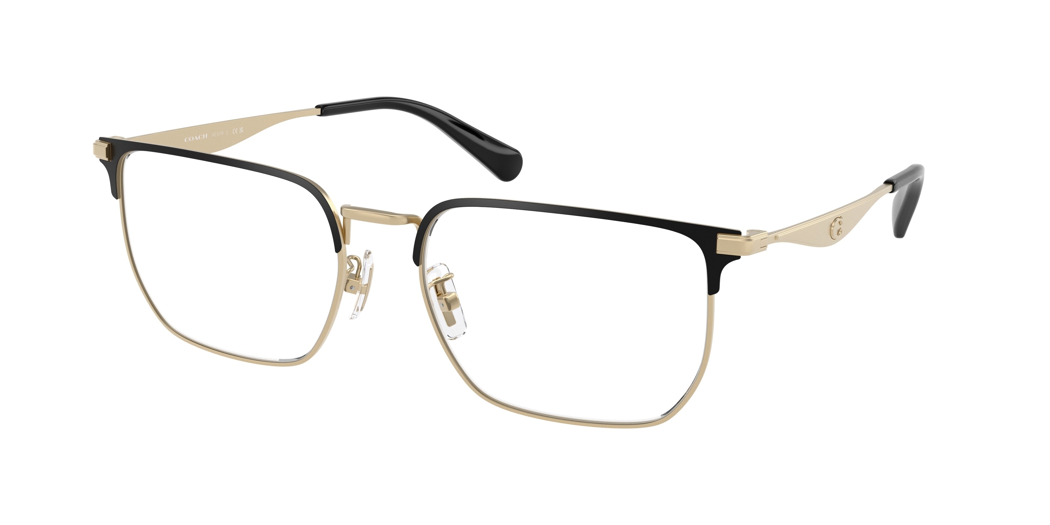 Coach HC5178 Irregular Eyeglasses  9396-Satin Light Gold/Black 57-150-18 - Color Map Black