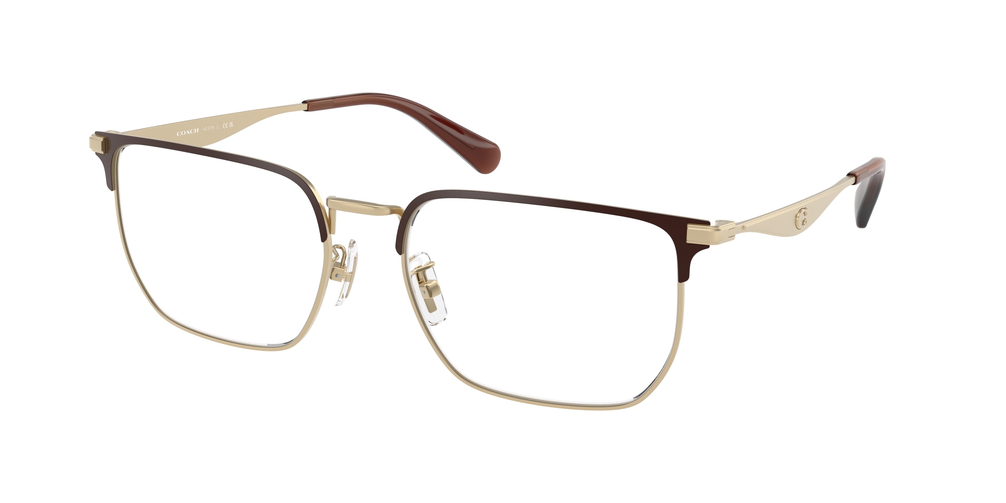 Coach HC5178 Irregular Eyeglasses  9439-Satin Light Gold/Brown 57-150-18 - Color Map Gold