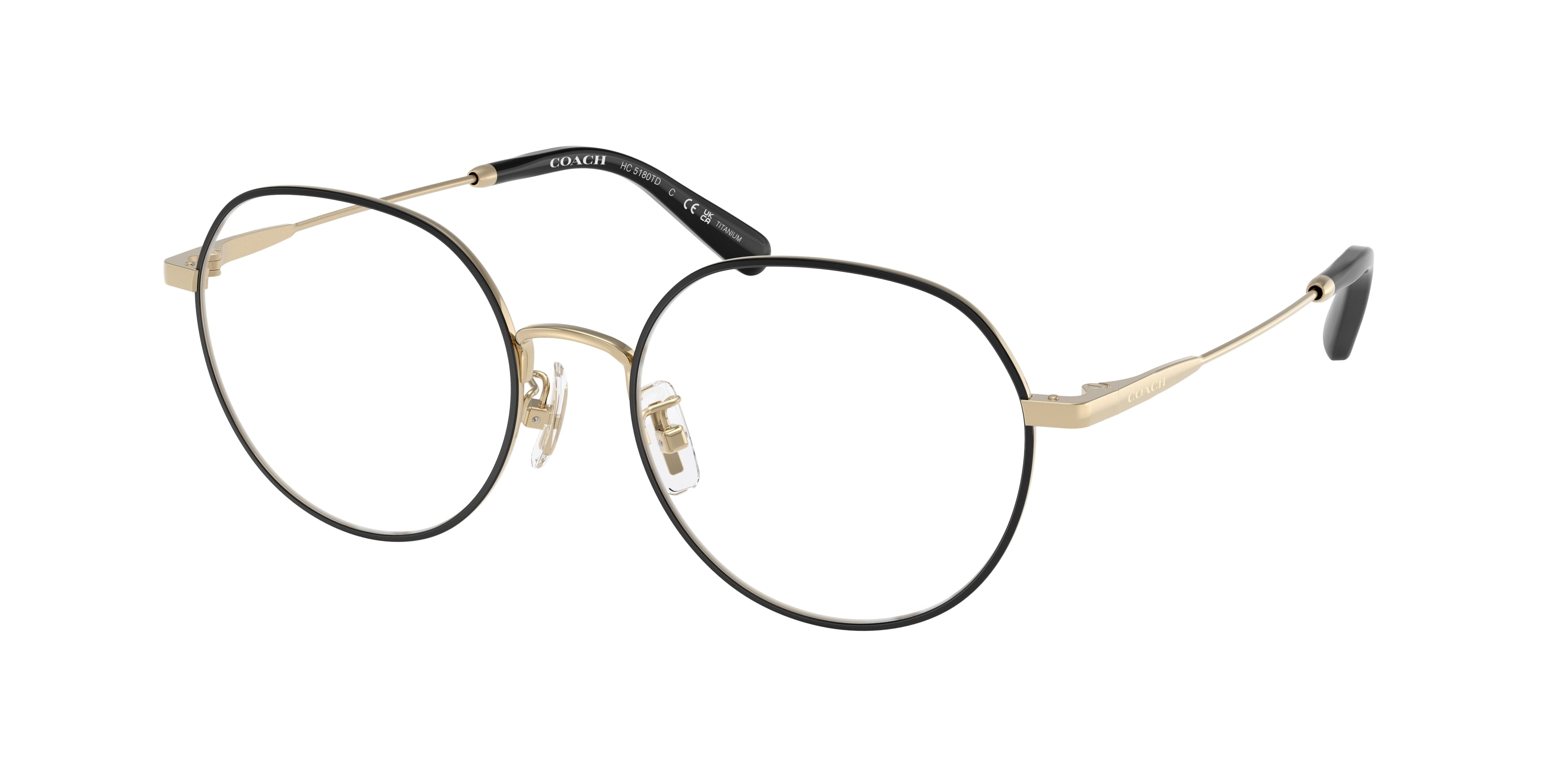 Coach HC5180TD Irregular Eyeglasses  9430-Shiny Light Gold / Black 53-145-18 - Color Map Gold