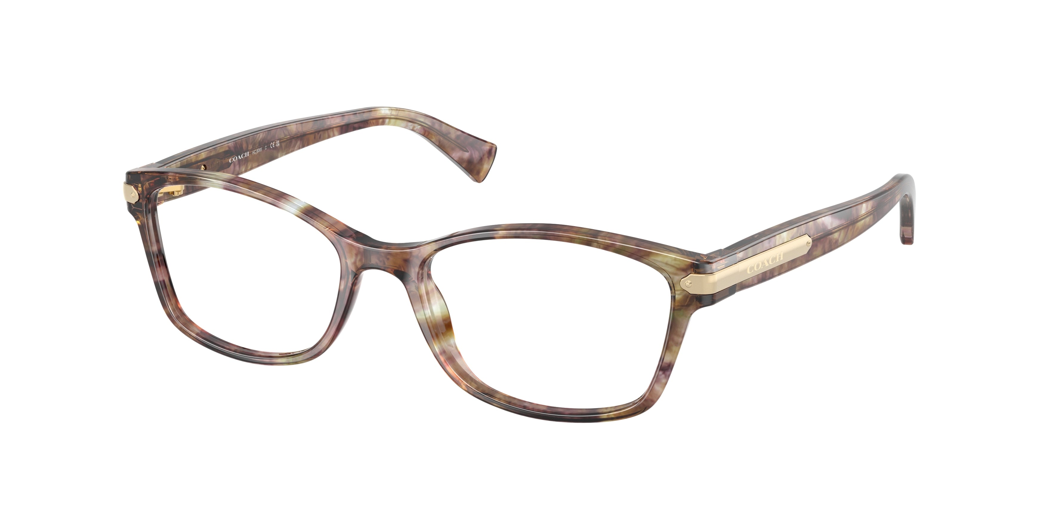 Coach HC6065 Rectangle Eyeglasses  5287-Light Brown Confetti Tortoise 53-140-17 - Color Map Brown