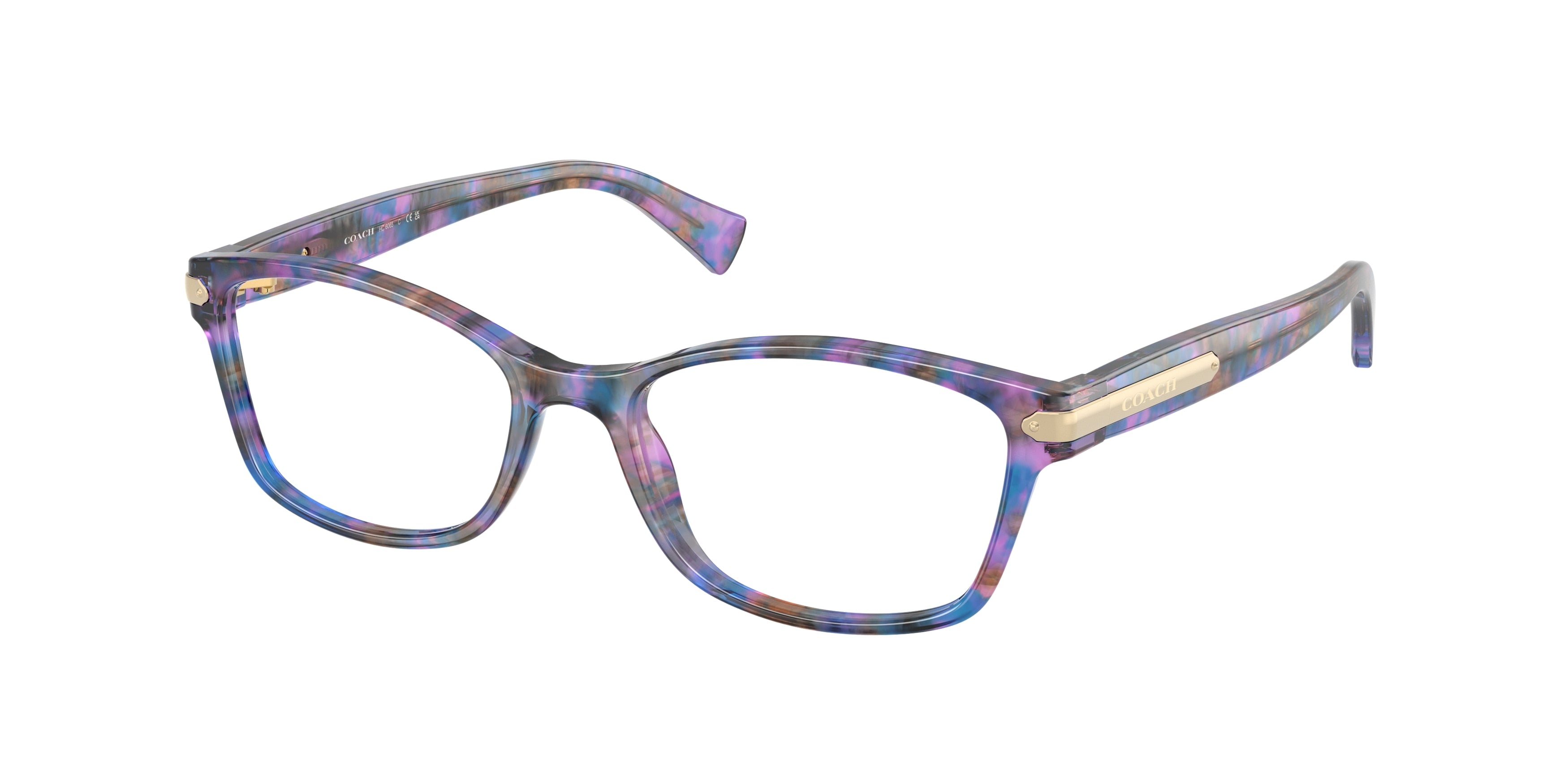 Coach HC6065 Rectangle Eyeglasses  5288-Purple Confetti Tortoise 53-140-17 - Color Map Tortoise
