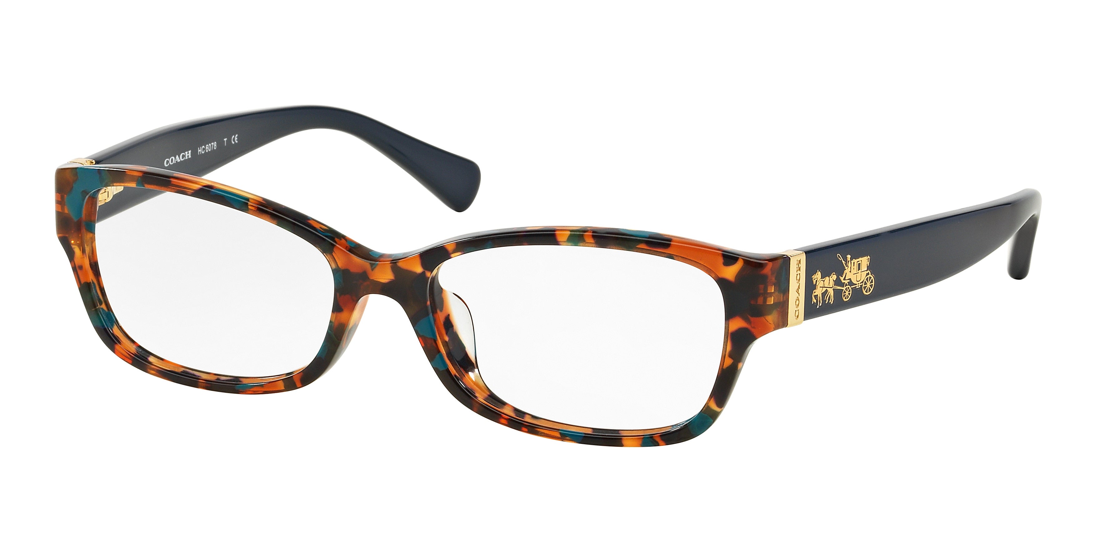 Coach HC6078 Rectangle Eyeglasses  5337-Teal Confetti Tortoise 52-135-16 - Color Map Tortoise