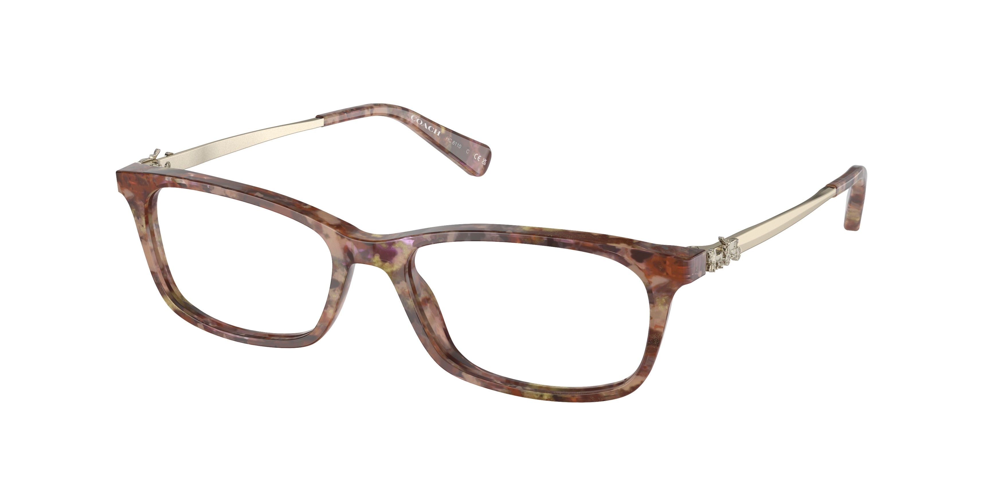 Coach HC6110 Rectangle Eyeglasses  5739-Petal Tortoise 52-140-16 - Color Map Tortoise