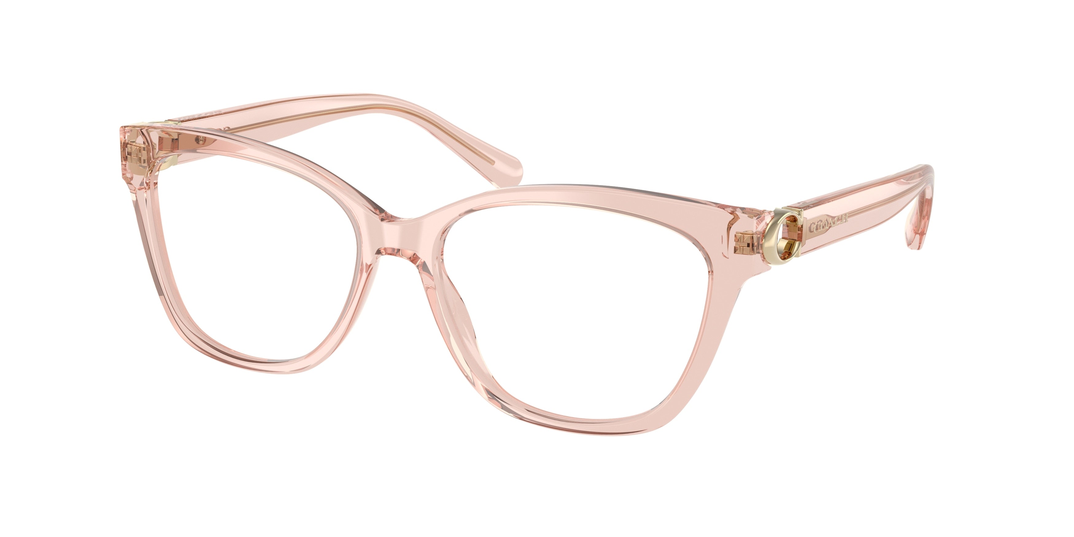 Coach HC6120 Square Eyeglasses  5668-Transparent Dusty Rose 54-140-16 - Color Map Pink