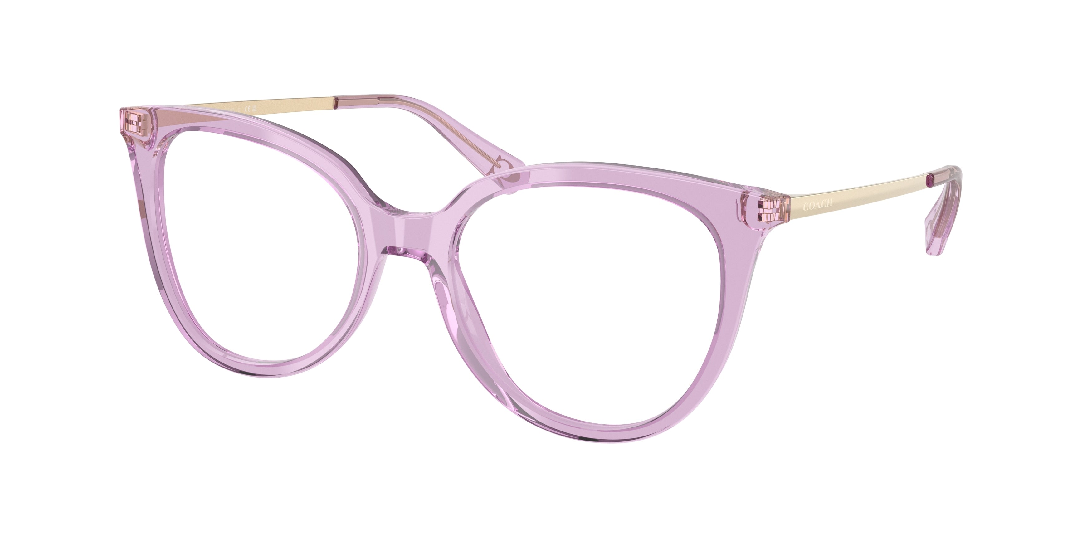 Coach HC6125 Square Eyeglasses  5400-Transparent Amethyst 53-140-18 - Color Map Violet