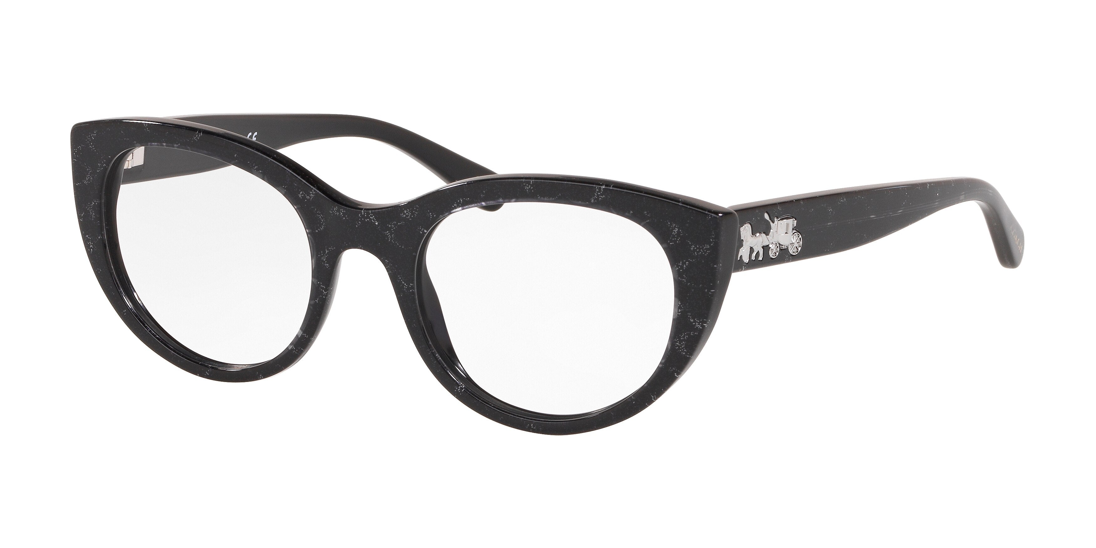 Coach HC6132 Oval Eyeglasses  5572-Black Glitter Signature C 50-140-20 - Color Map Black