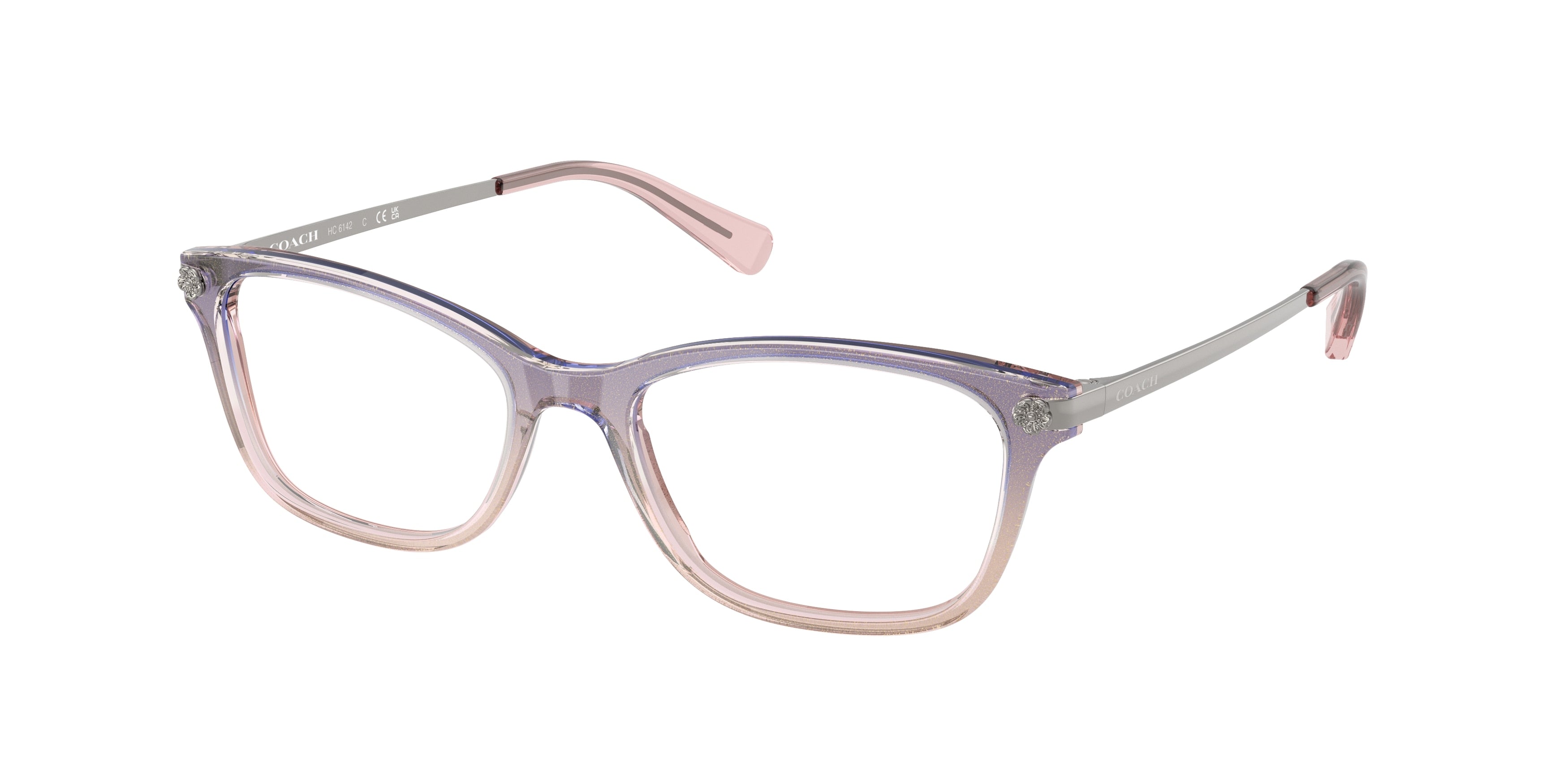 Coach HC6142 Pillow Eyeglasses  5554-Violet Pink Glitter Gradient 51-140-17 - Color Map Violet