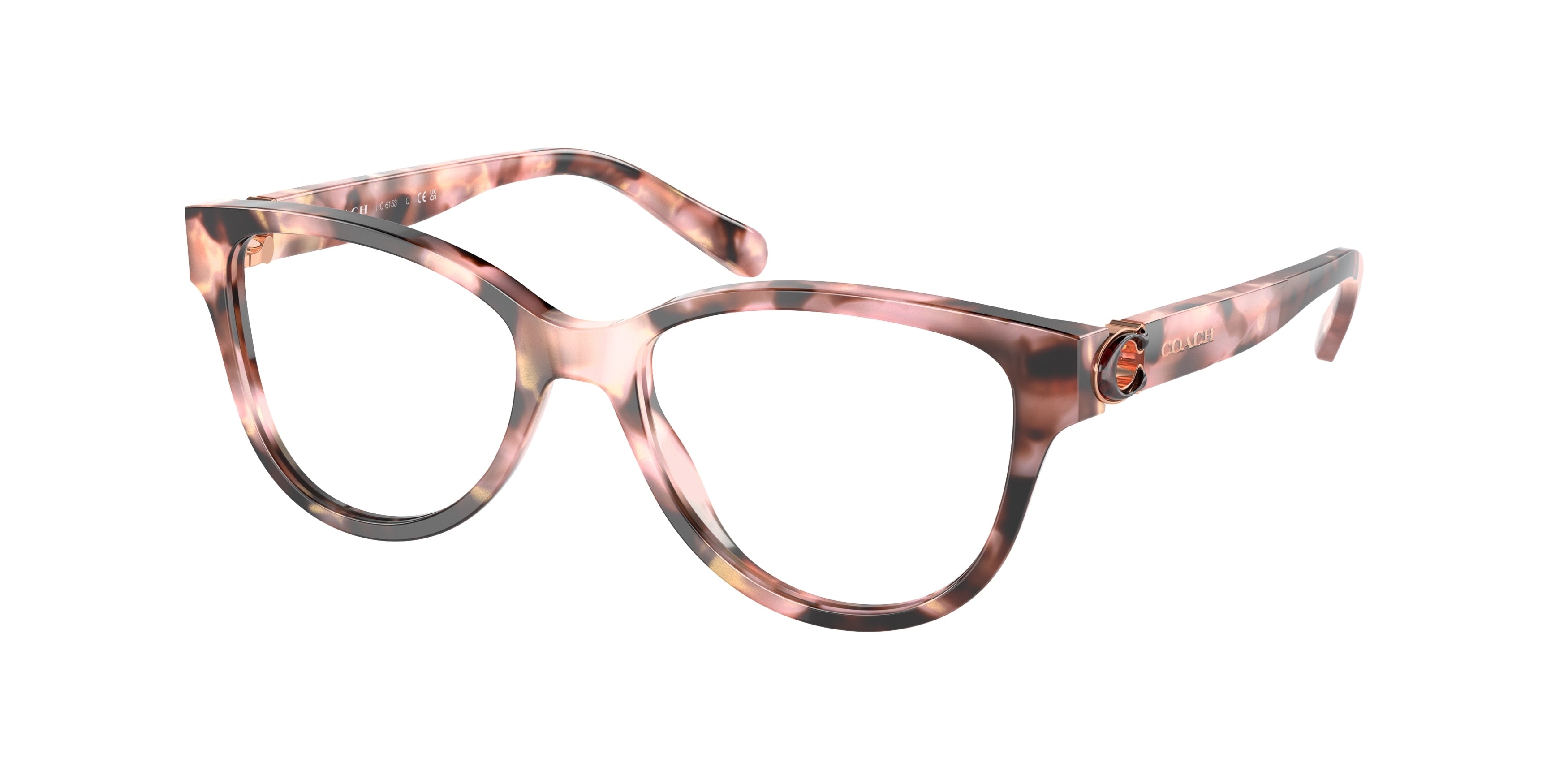 Coach HC6153 Round Eyeglasses  5528-Rose Pearl Tortoise 51-140-17 - Color Map Pink
