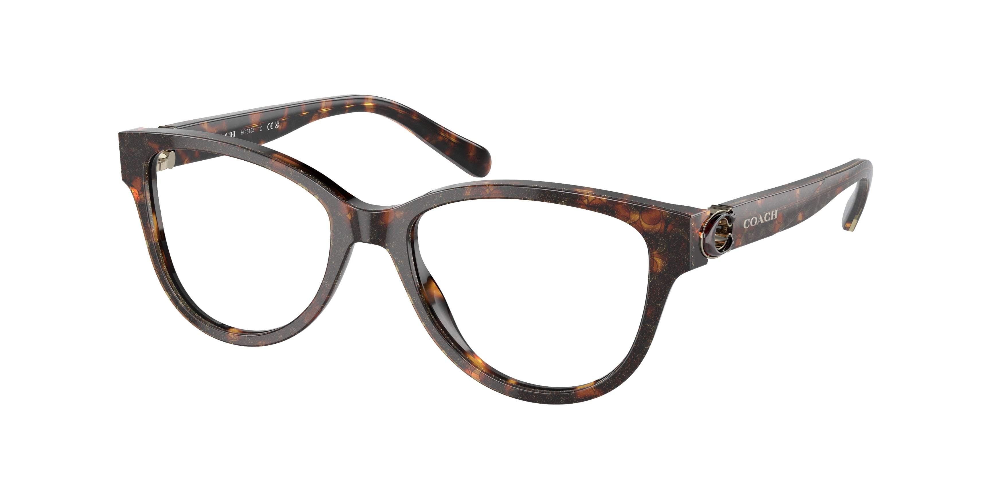 Coach HC6153 Round Eyeglasses  5547-Dark Tortoise Glitter 51-140-17 - Color Map Tortoise