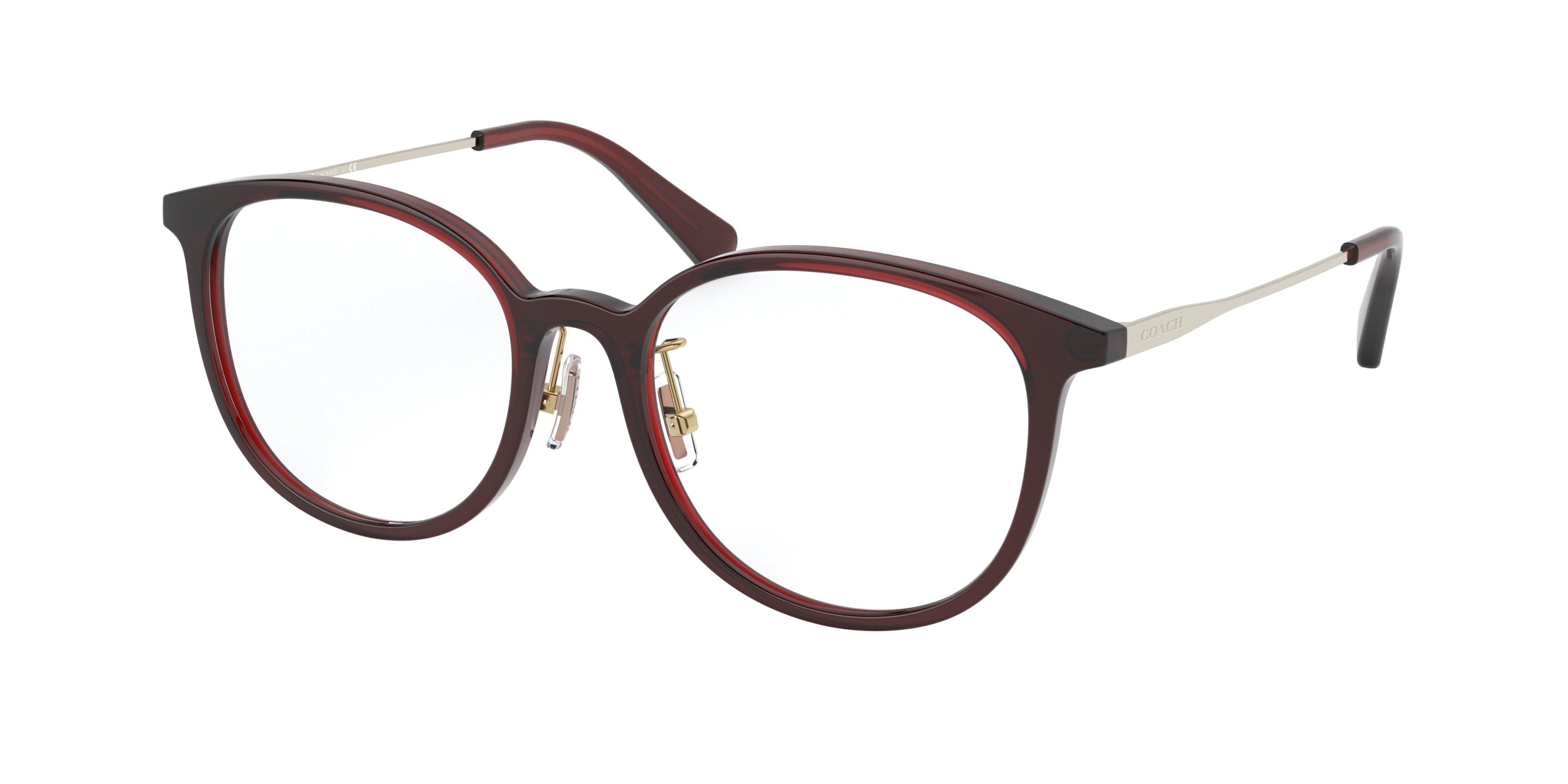 Coach HC6160D Round Eyeglasses  5424-Transparent Dark Burgundy 53-145-18 - Color Map Violet