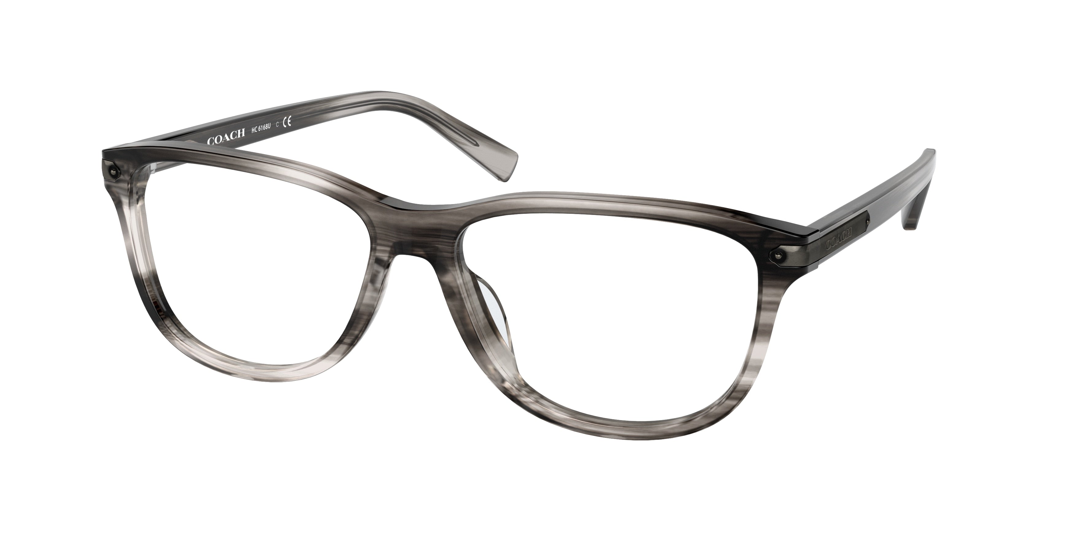 Coach C2104 HC6168U Rectangle Eyeglasses  5633-Shiny Grey Horn 58-150-16 - Color Map Grey