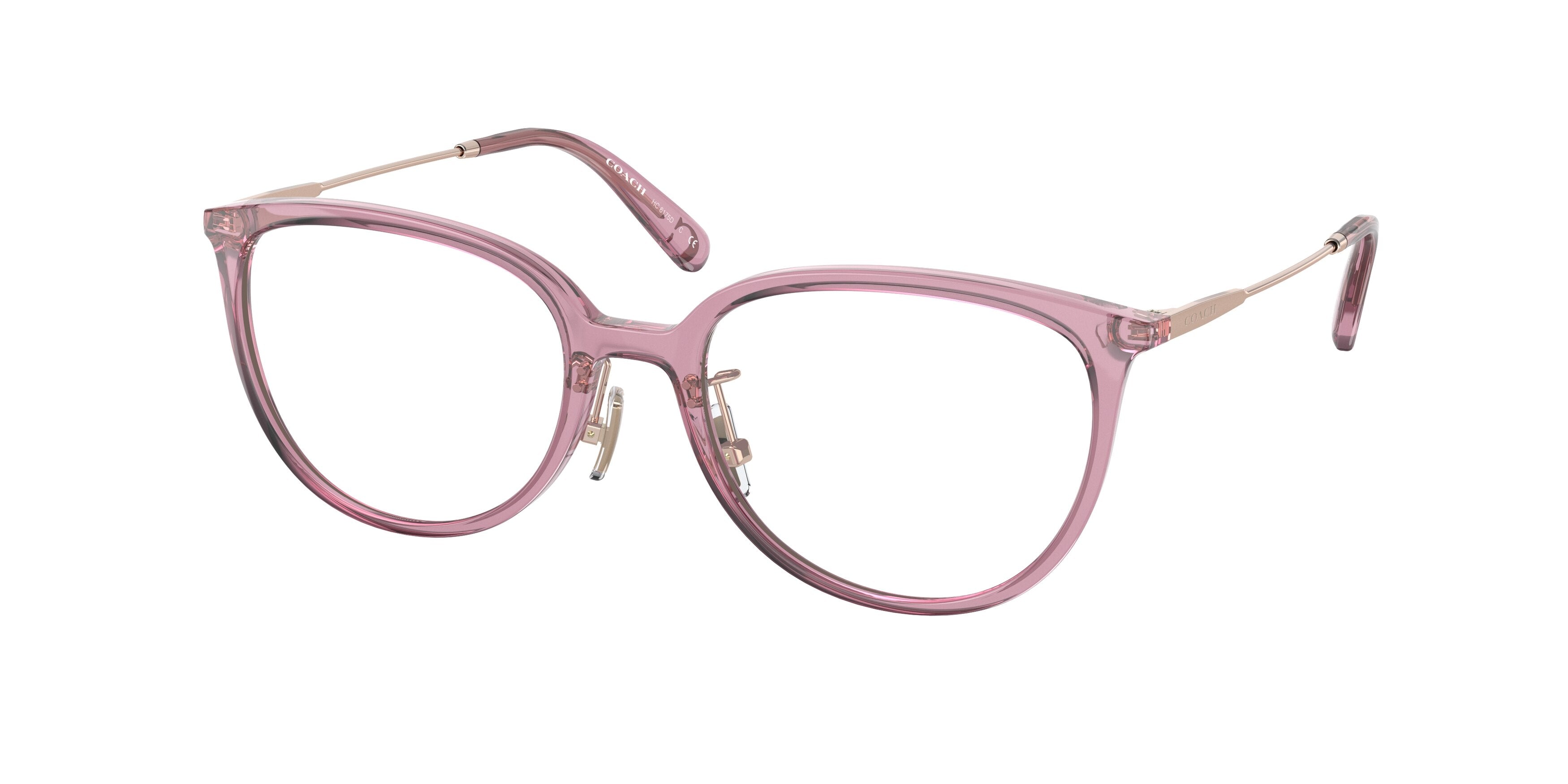 Coach HC6175D Round Eyeglasses  5556-Transparent Pink 53-140-18 - Color Map Pink