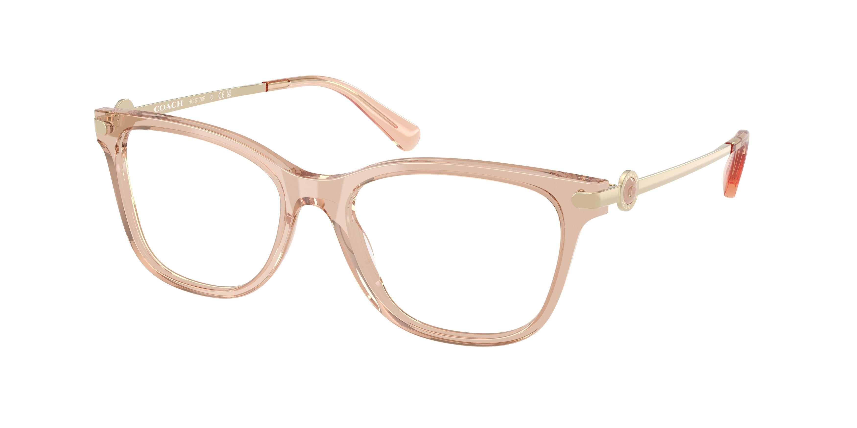 Coach HC6176F Rectangle Eyeglasses  5561-Transparent Champagne 55-140-17 - Color Map Brown