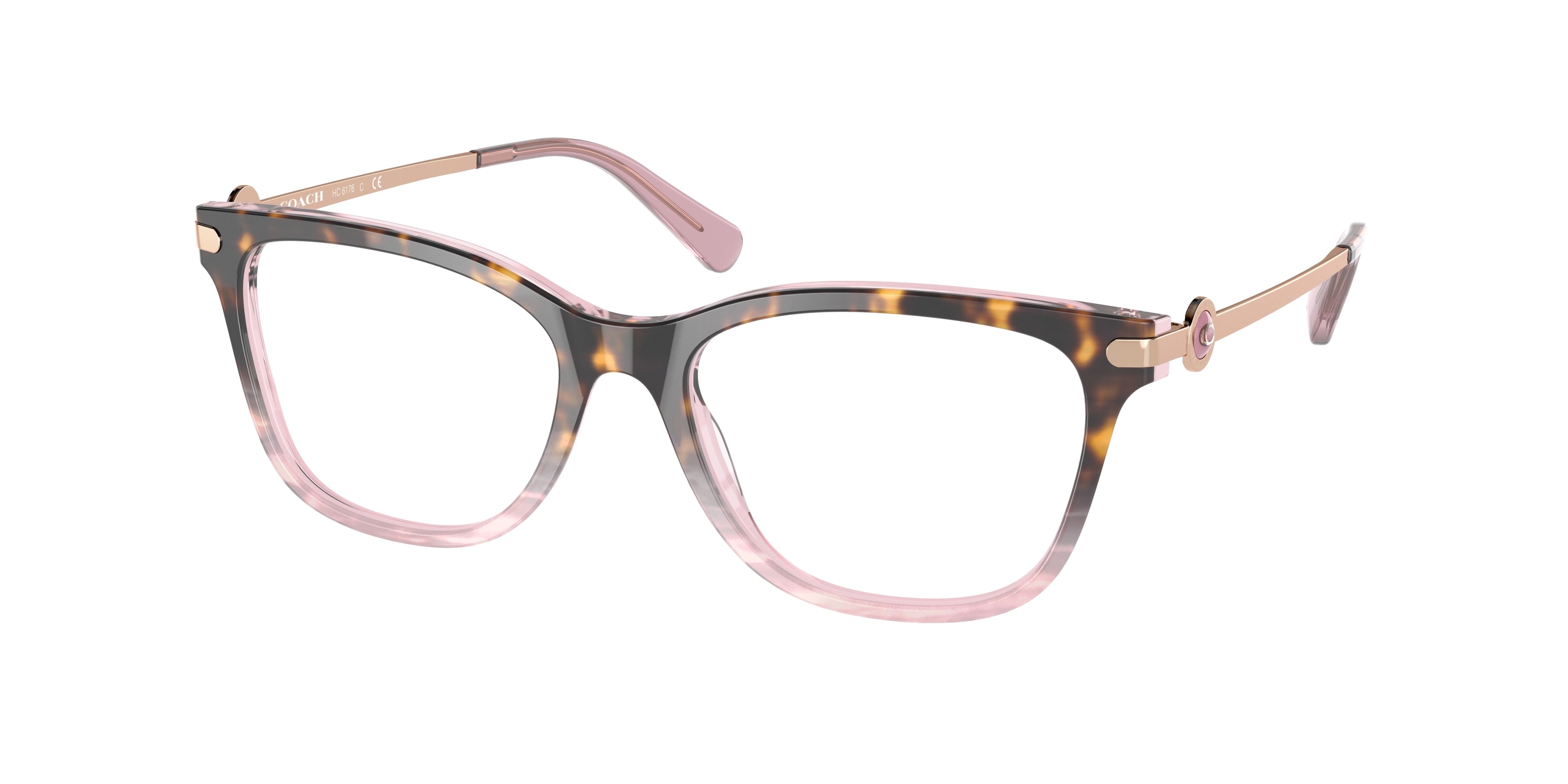 Coach HC6176 Rectangle Eyeglasses  5650-Rose Tortoise Gradient 49-140-17 - Color Map Pink