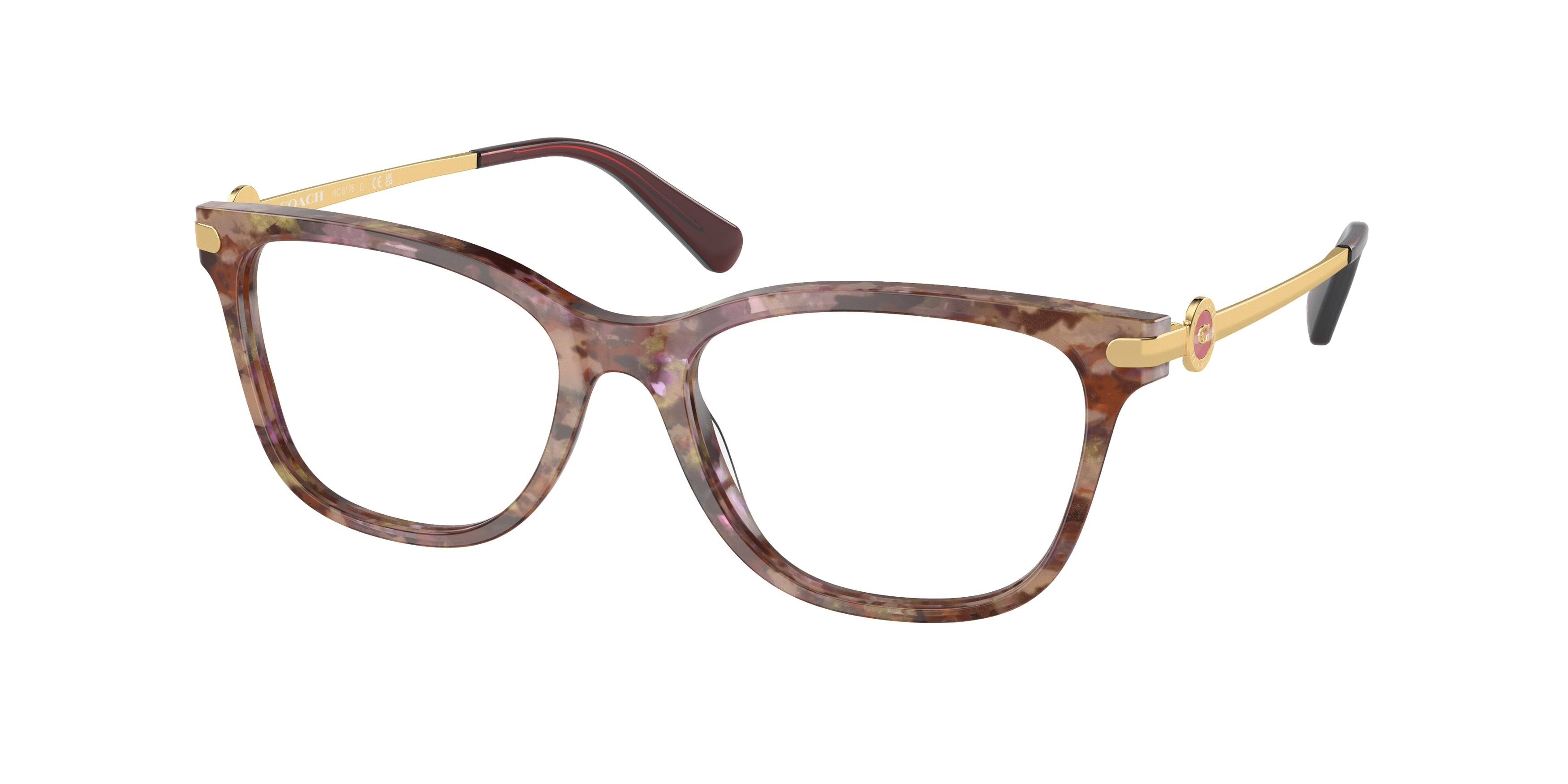 Coach HC6176 Rectangle Eyeglasses  5739-Petal Tortoise 49-140-17 - Color Map Tortoise