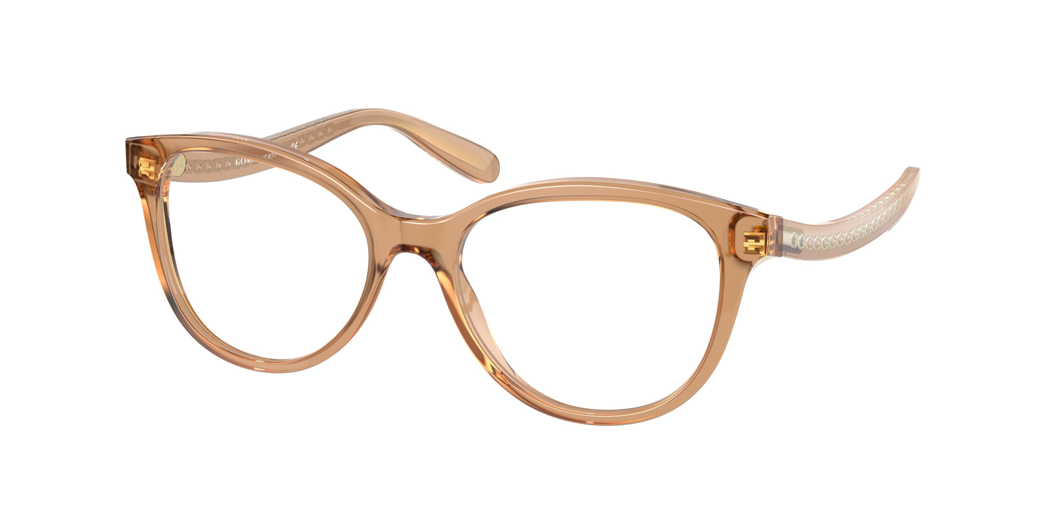 Coach HC6177F Round Eyeglasses  5654-Transparent Brown 55-140-17 - Color Map Brown