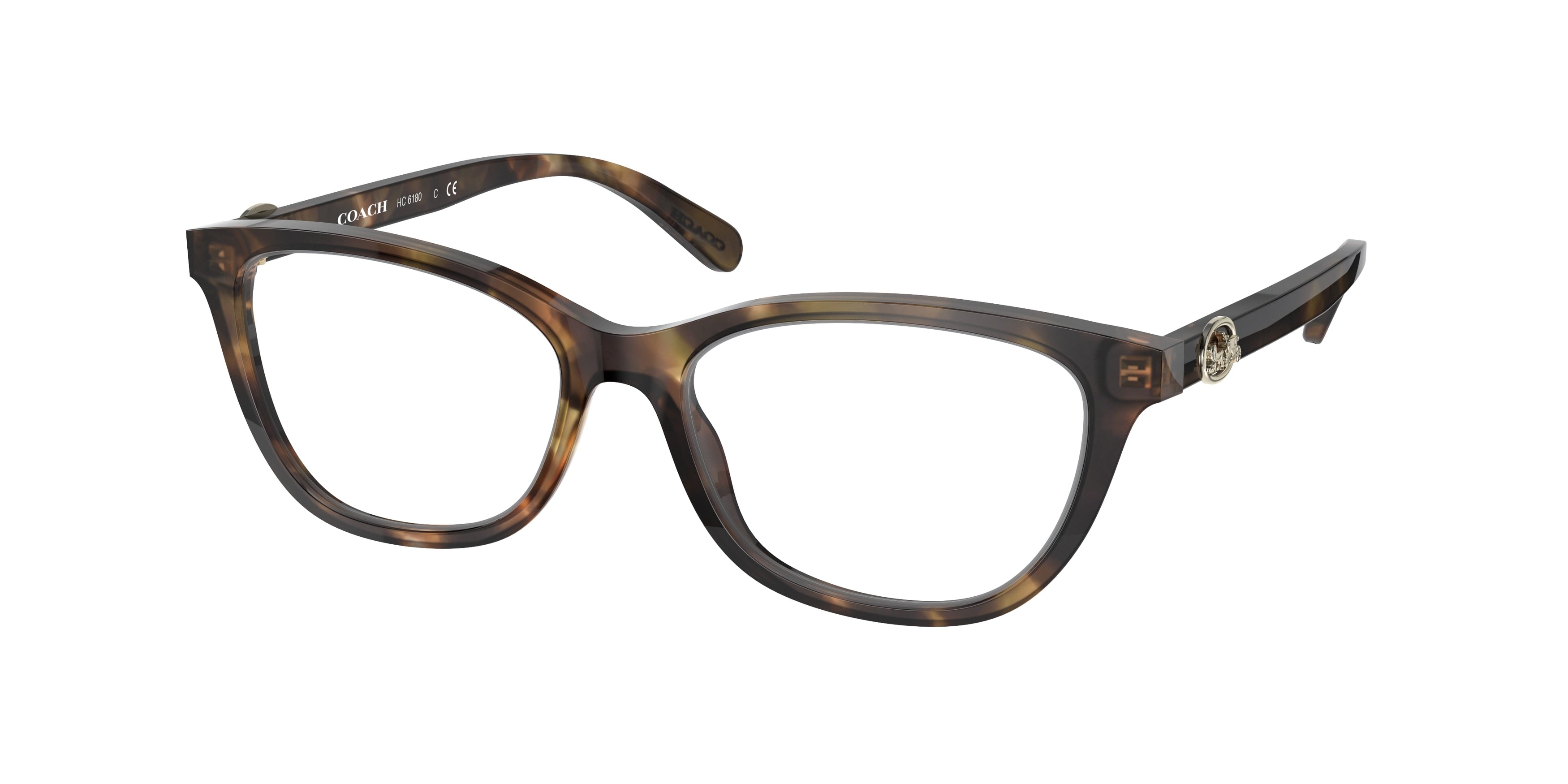 Coach HC6180 Rectangle Eyeglasses  5592-Milky Moss Green Tortoise 54-140-16 - Color Map Green