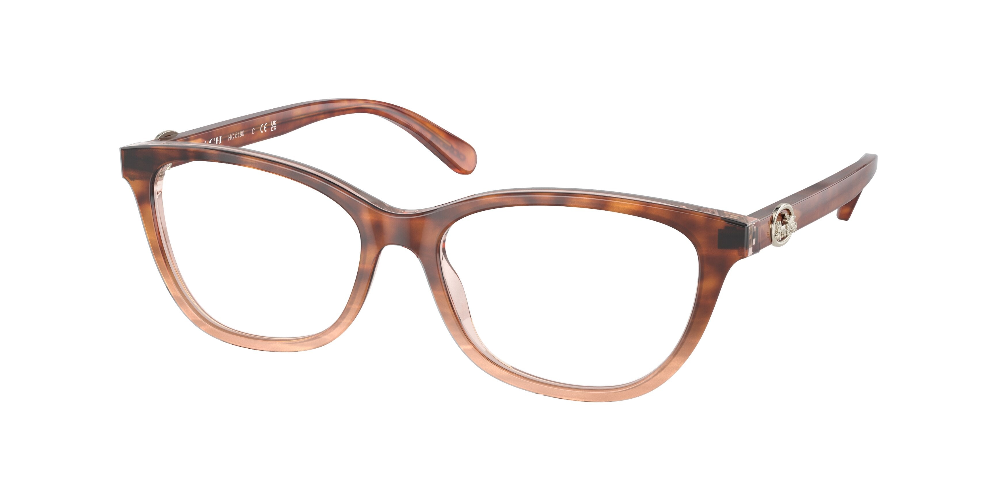 Coach HC6180 Rectangle Eyeglasses  5652-Peach Tortoise Gradient 54-140-16 - Color Map Orange