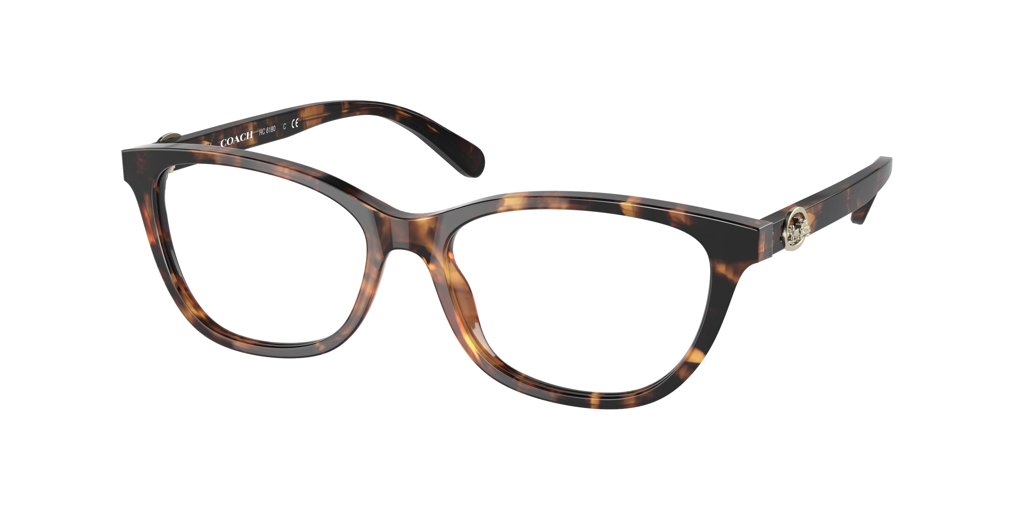 Coach HC6180 Rectangle Eyeglasses  5664-Milky Amber Tortoise 52-140-16 - Color Map Tortoise