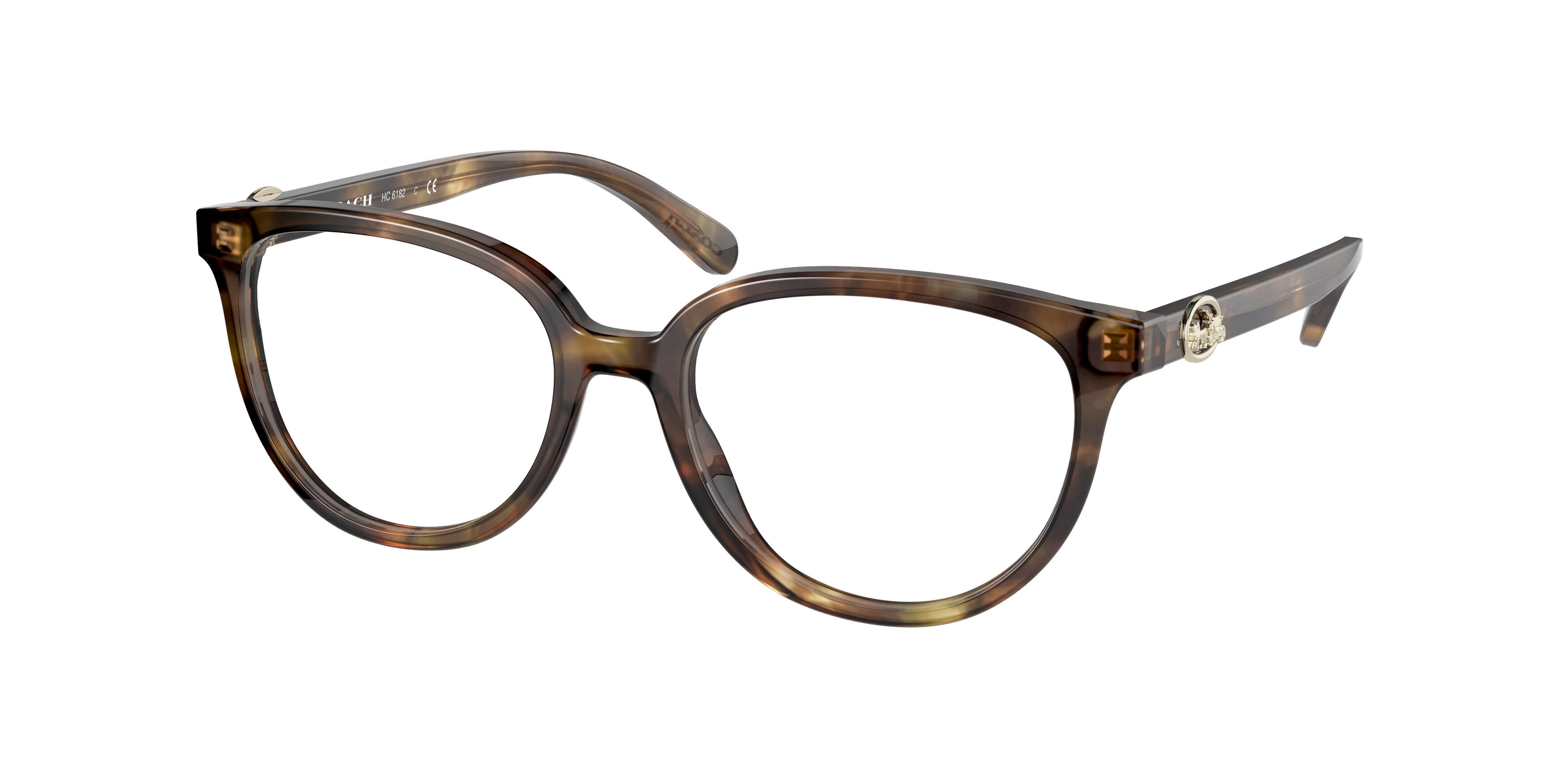 Coach HC6182 Round Eyeglasses  5592-Milky Moss Green Tortoise 52-140-17 - Color Map Green
