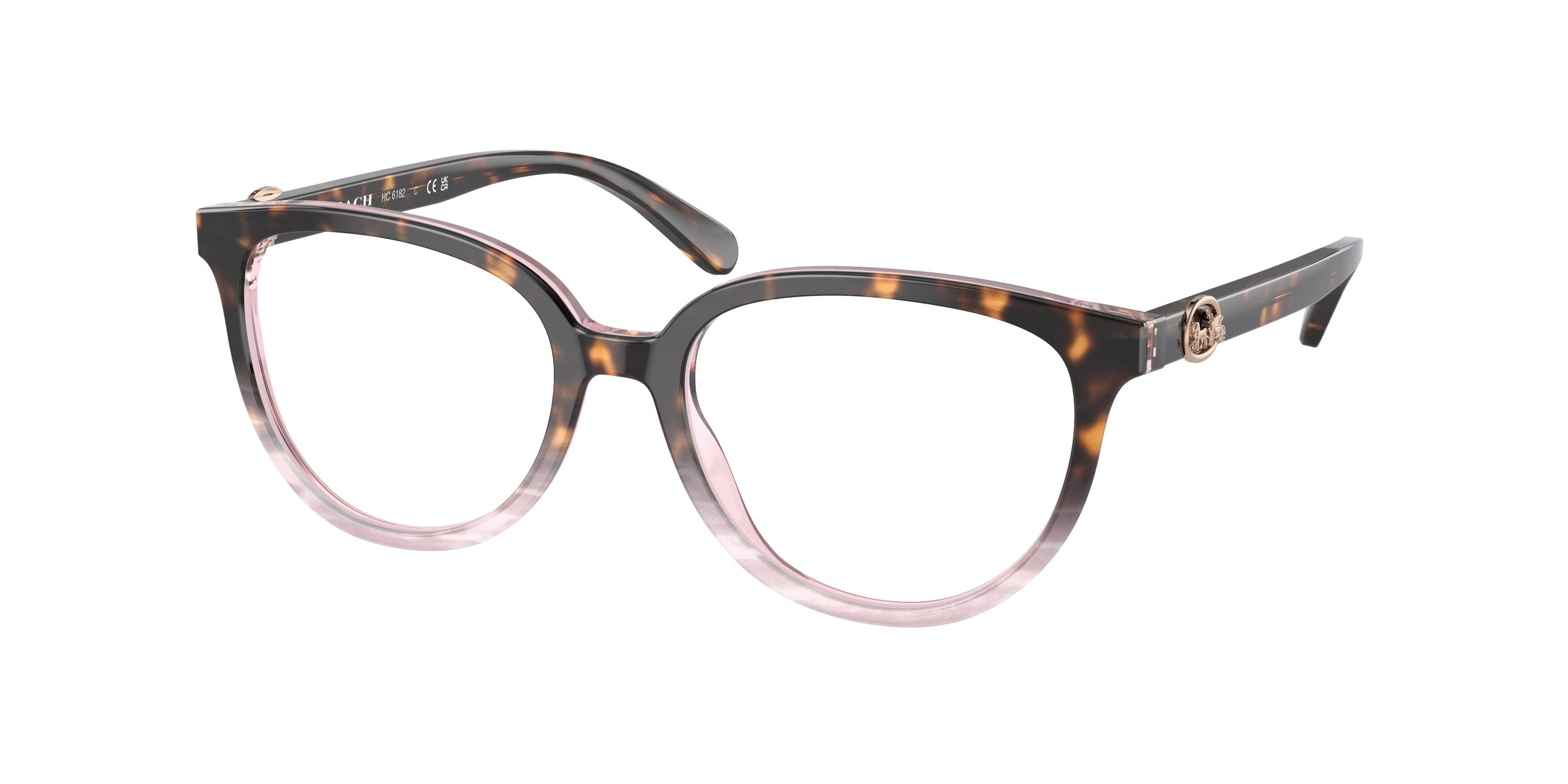 Coach HC6182 Round Eyeglasses  5650-Rose Tortoise Gradient 52-140-17 - Color Map Pink
