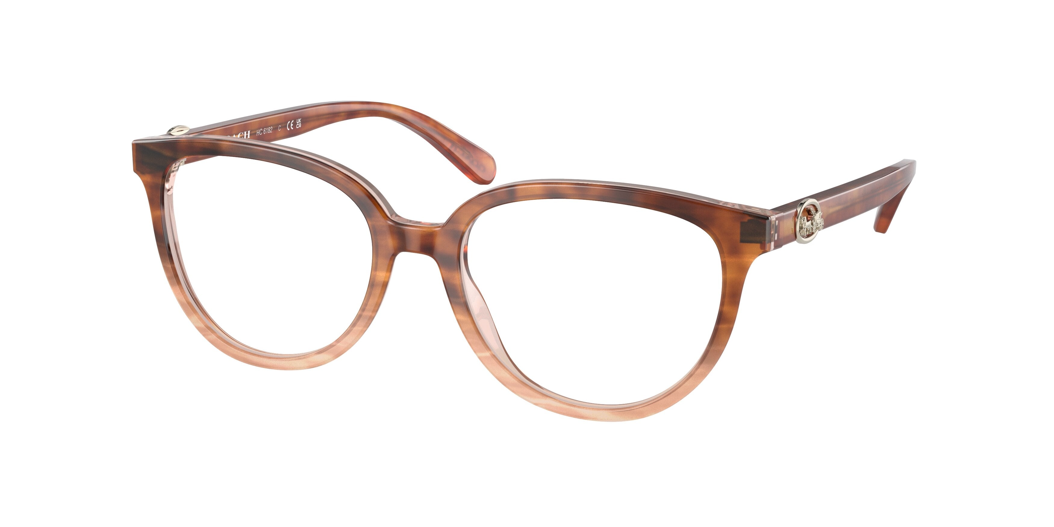 Coach HC6182 Round Eyeglasses  5652-Peach Tortoise Gradient 52-140-17 - Color Map Orange
