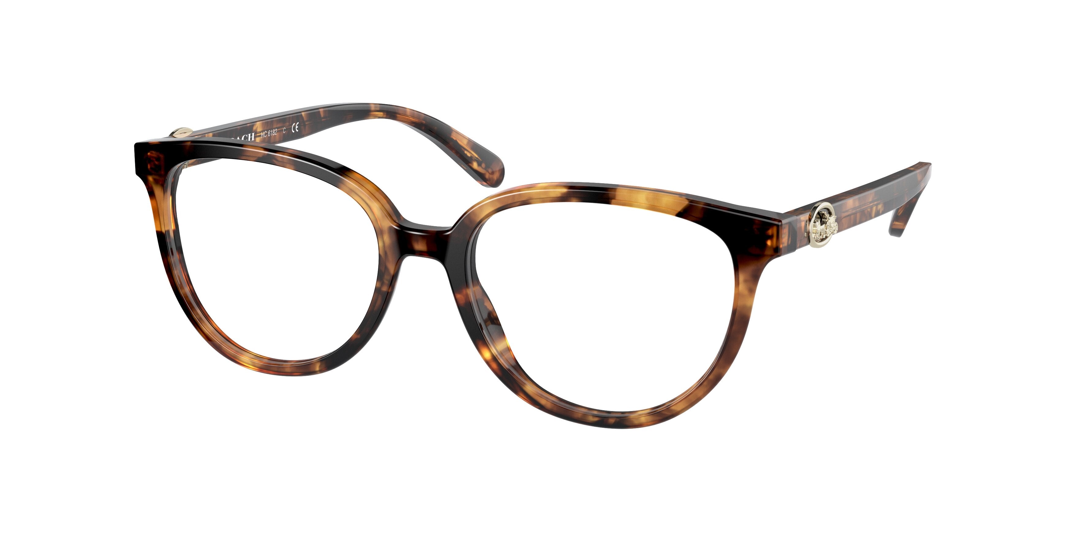 Coach HC6182 Round Eyeglasses  5664-Milky Amber Tortoise 52-140-17 - Color Map Tortoise