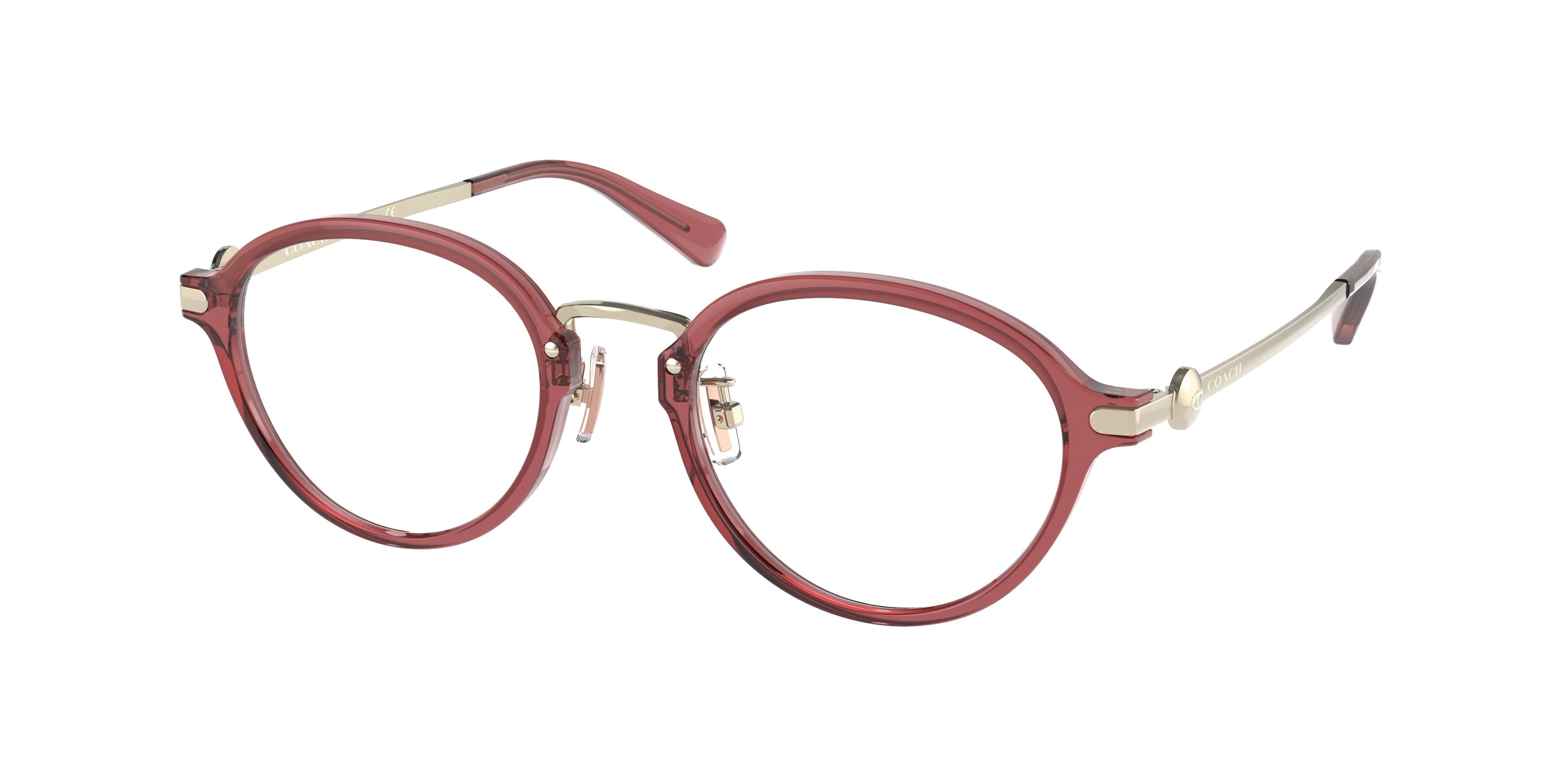 Coach HC6183D Round Eyeglasses  5664-Transparent Wine 50-145-20 - Color Map Red