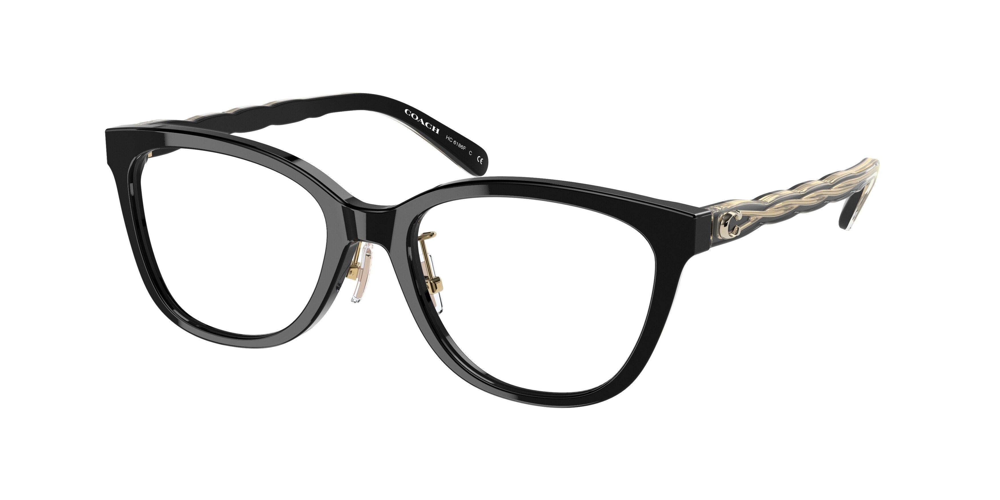 Coach HC6186F Square Eyeglasses  5002-Black 53-145-18 - Color Map Black