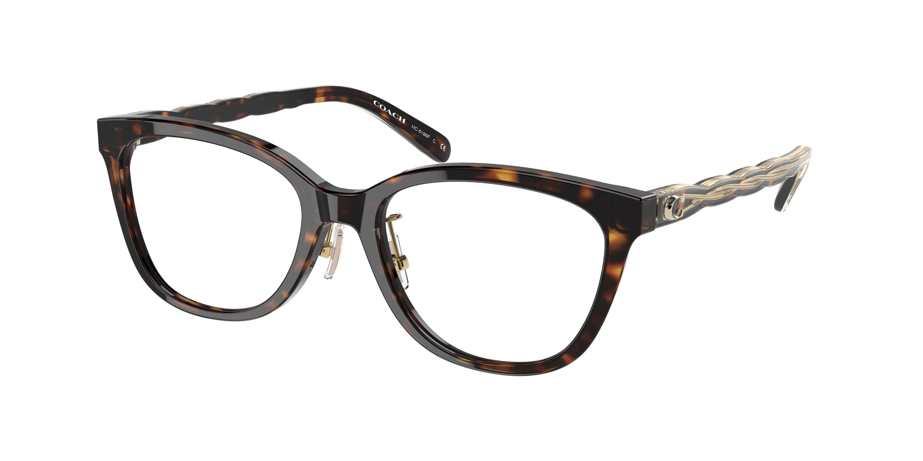 Coach HC6186F Square Eyeglasses  5120-Dark Tortoise 53-145-18 - Color Map Tortoise