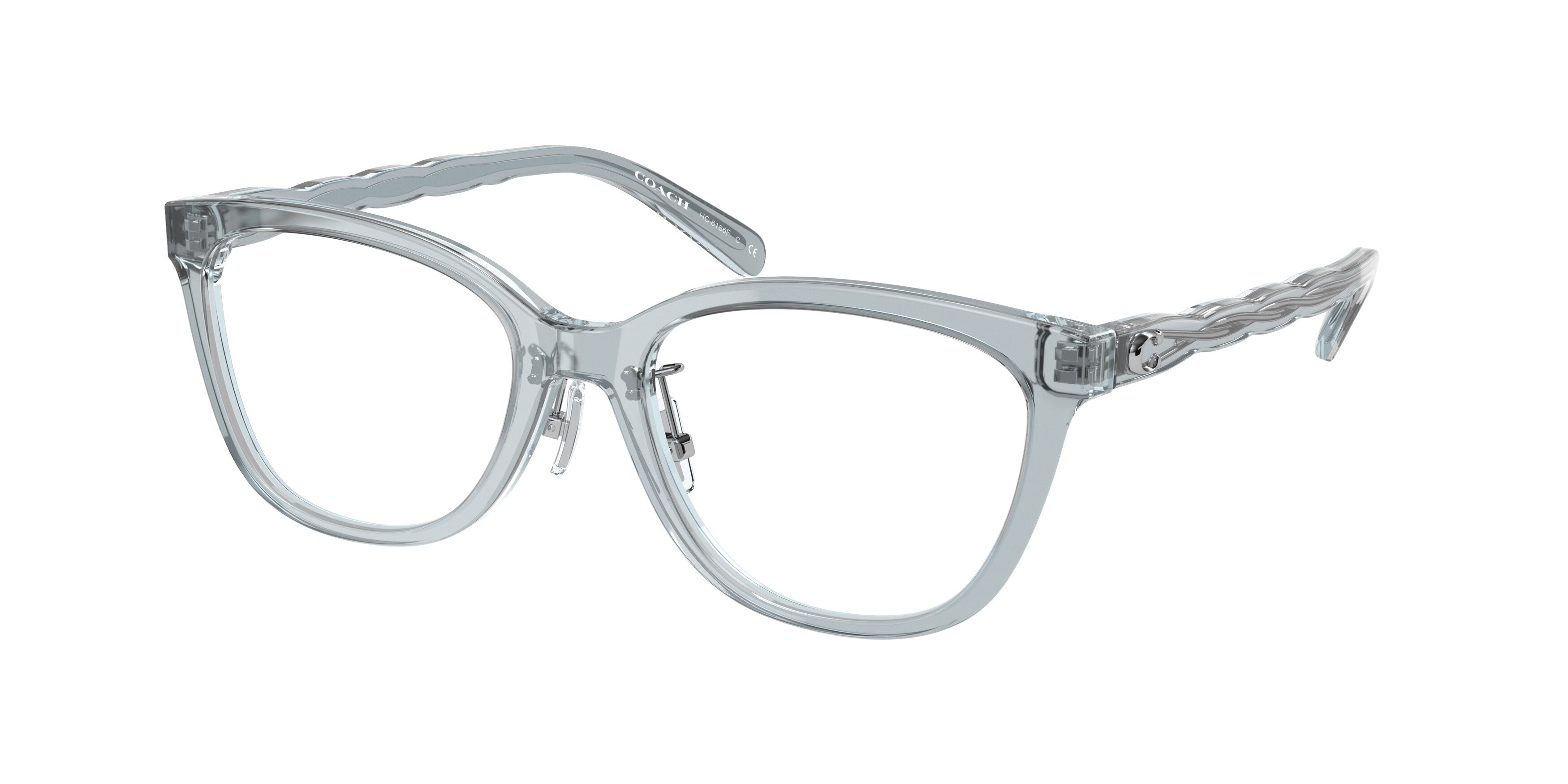 Coach HC6186F Square Eyeglasses  5682-Transparent Blue 53-145-18 - Color Map Blue