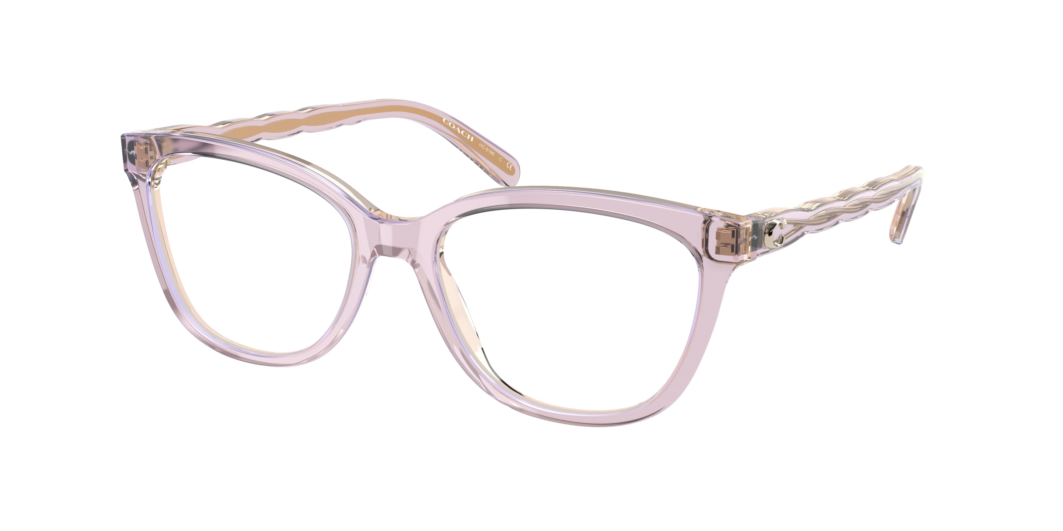 Coach HC6186 Square Eyeglasses  5679-Transparent Lilac 53-140-17 - Color Map Violet