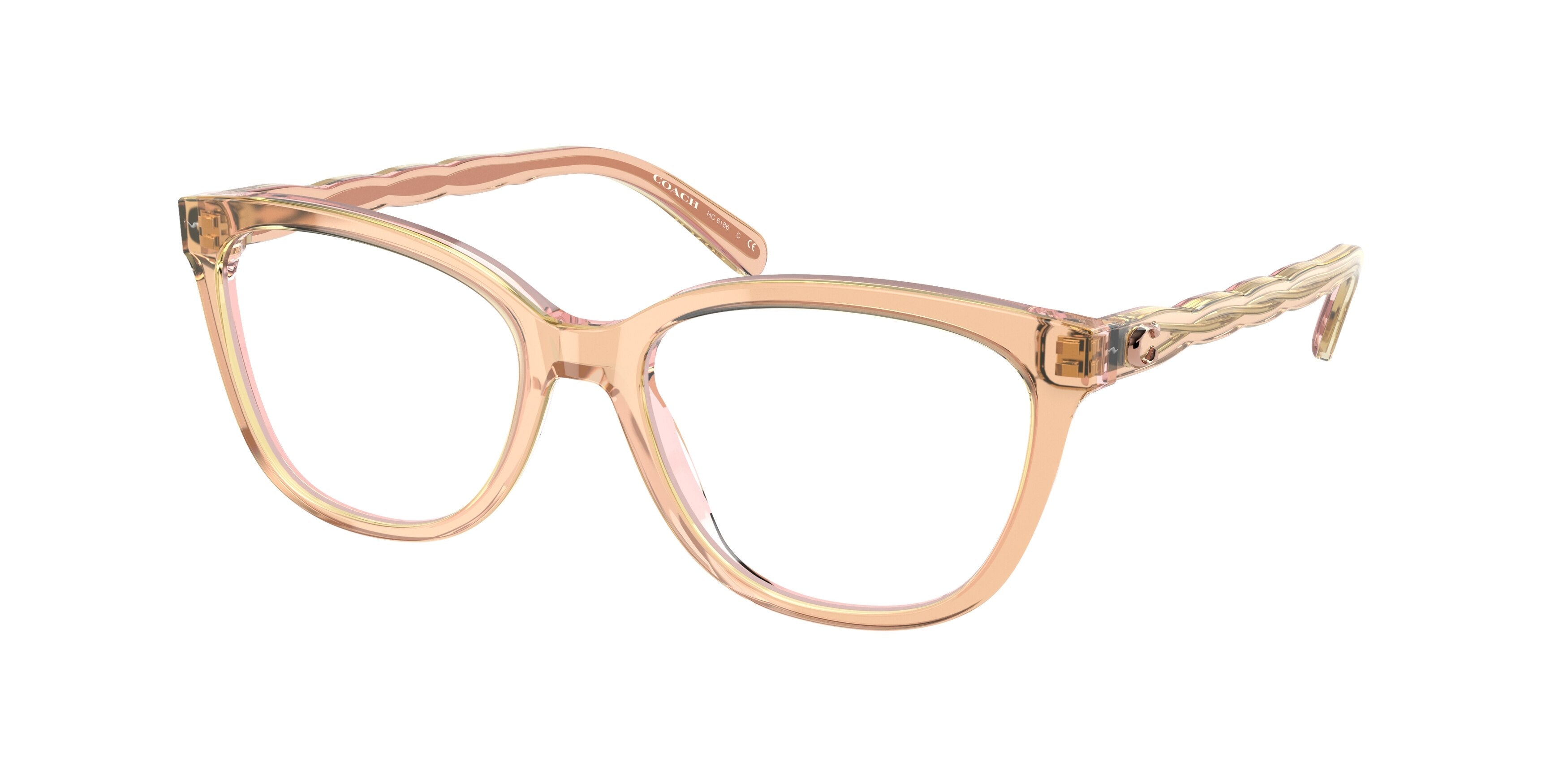 Coach HC6186 Square Eyeglasses  5680-Transparent Blush 53-140-17 - Color Map Pink