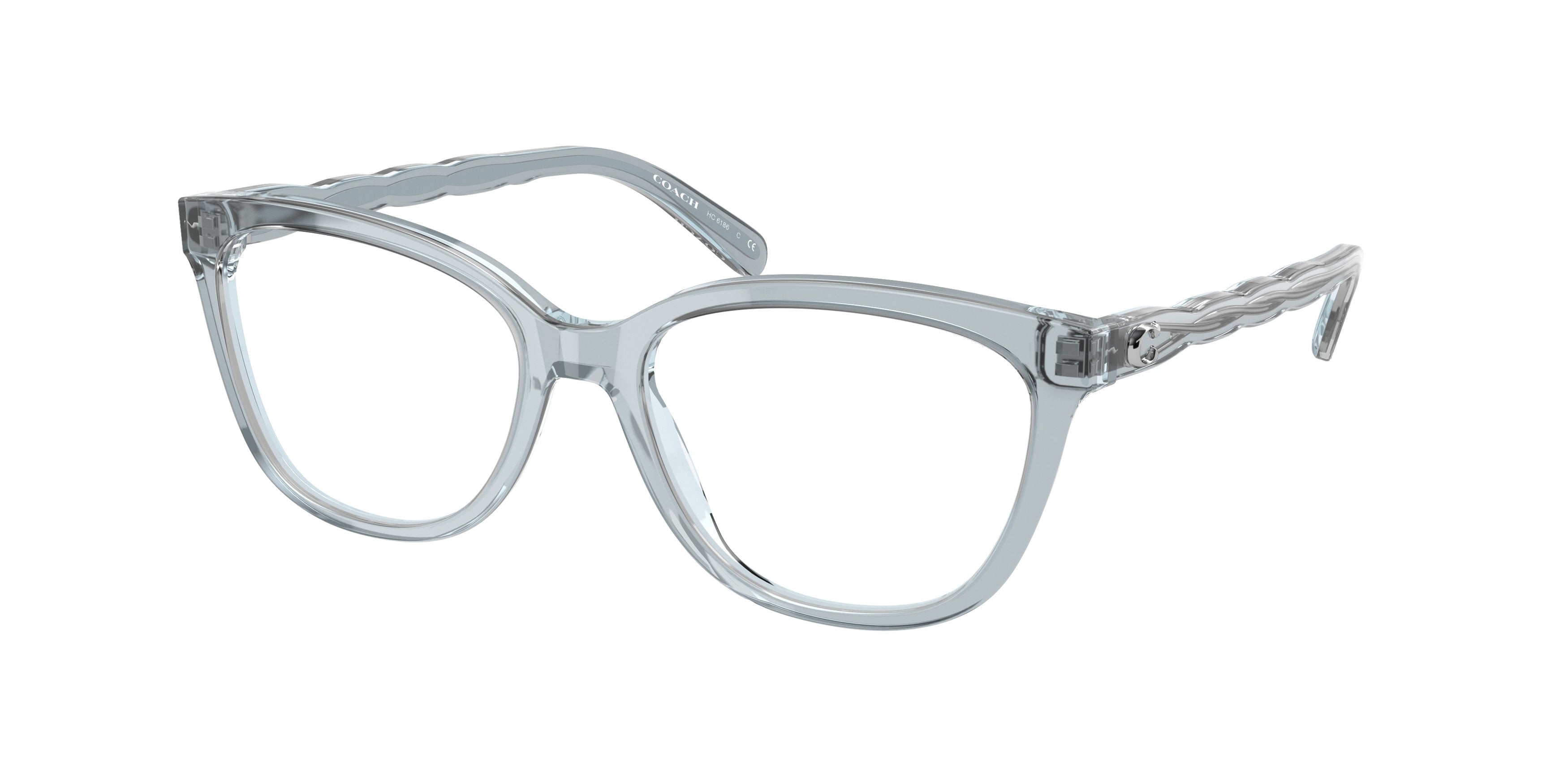 Coach HC6186 Square Eyeglasses  5682-Transparent Blue 51-140-17 - Color Map Blue