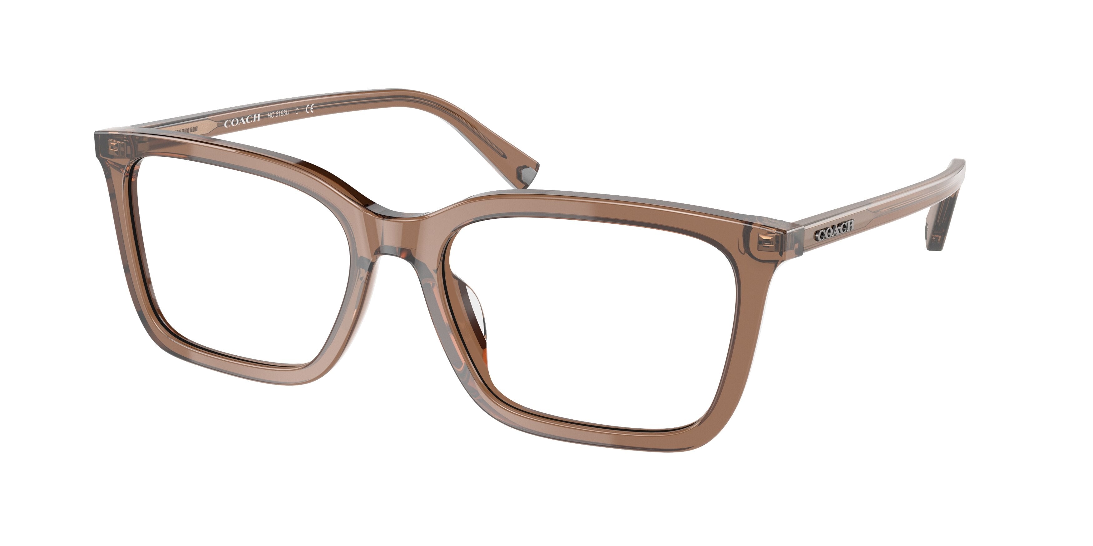 Coach HC6188U Rectangle Eyeglasses  5672-Transparent Brown 54-145-18 - Color Map Brown