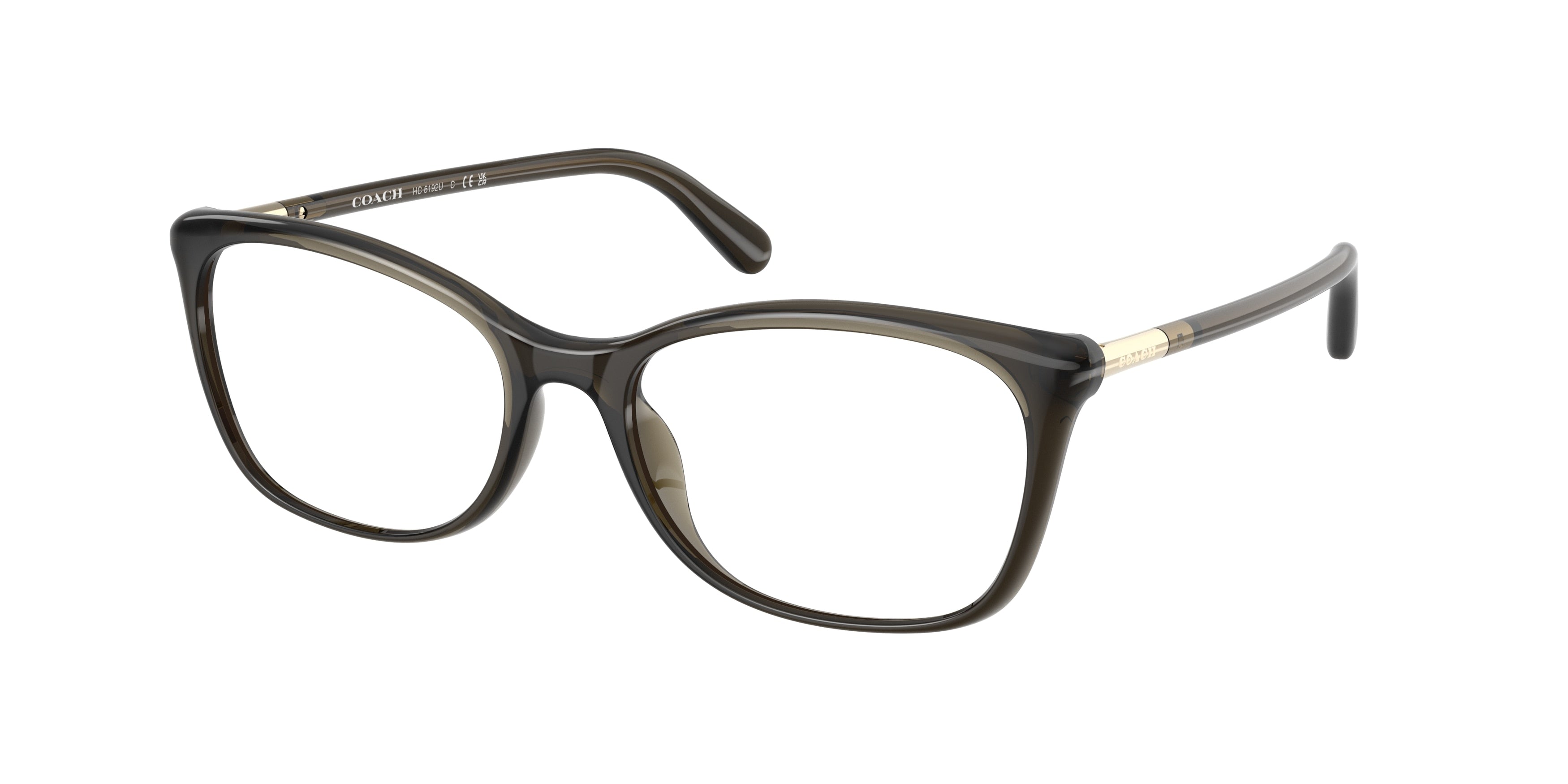Coach HC6192U Square Eyeglasses  5400-Transparent Olive 52-145-17 - Color Map Green