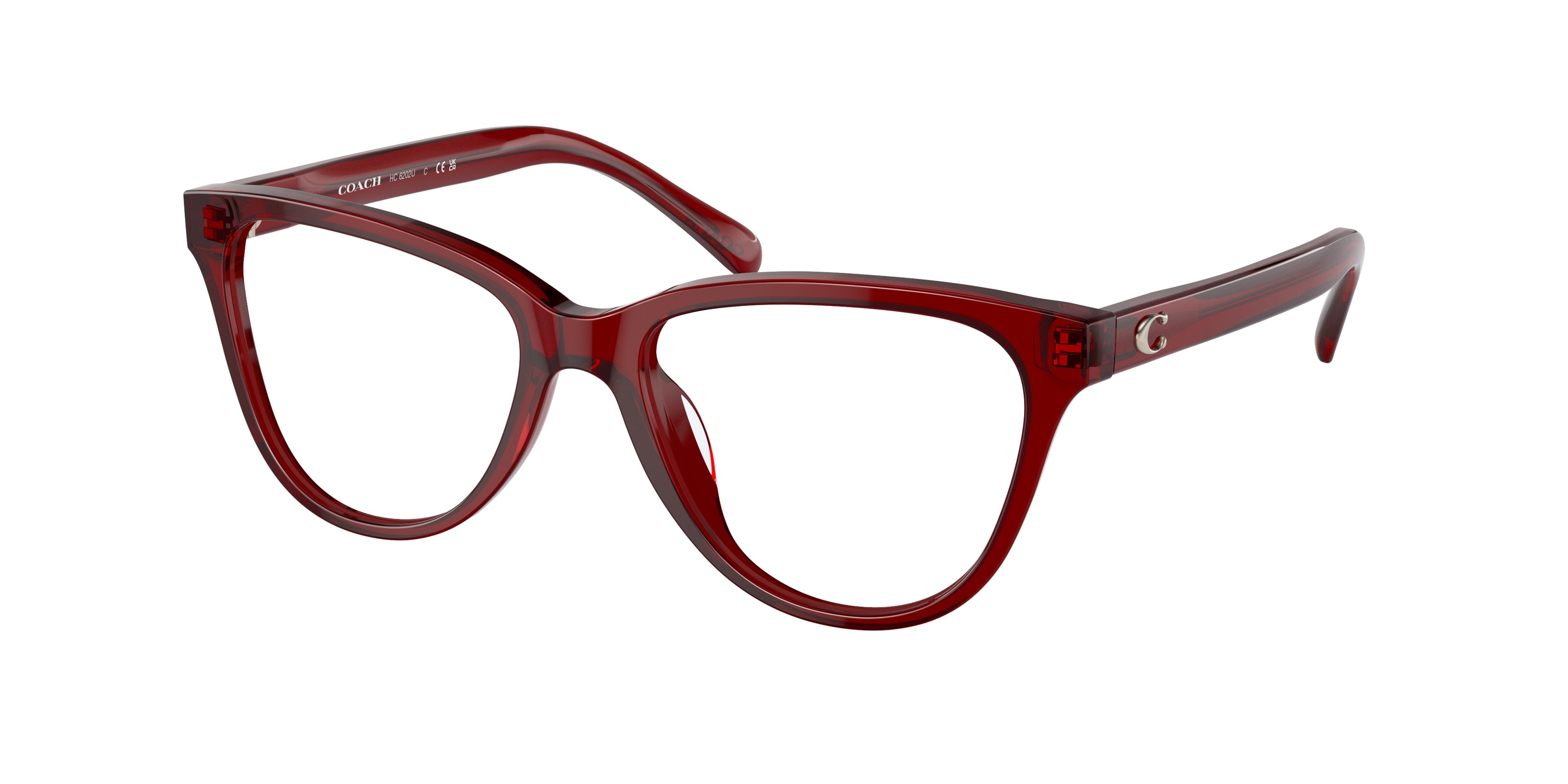 Coach HC6202U Round Eyeglasses  5713-Transparent Red 52-140-17 - Color Map Red