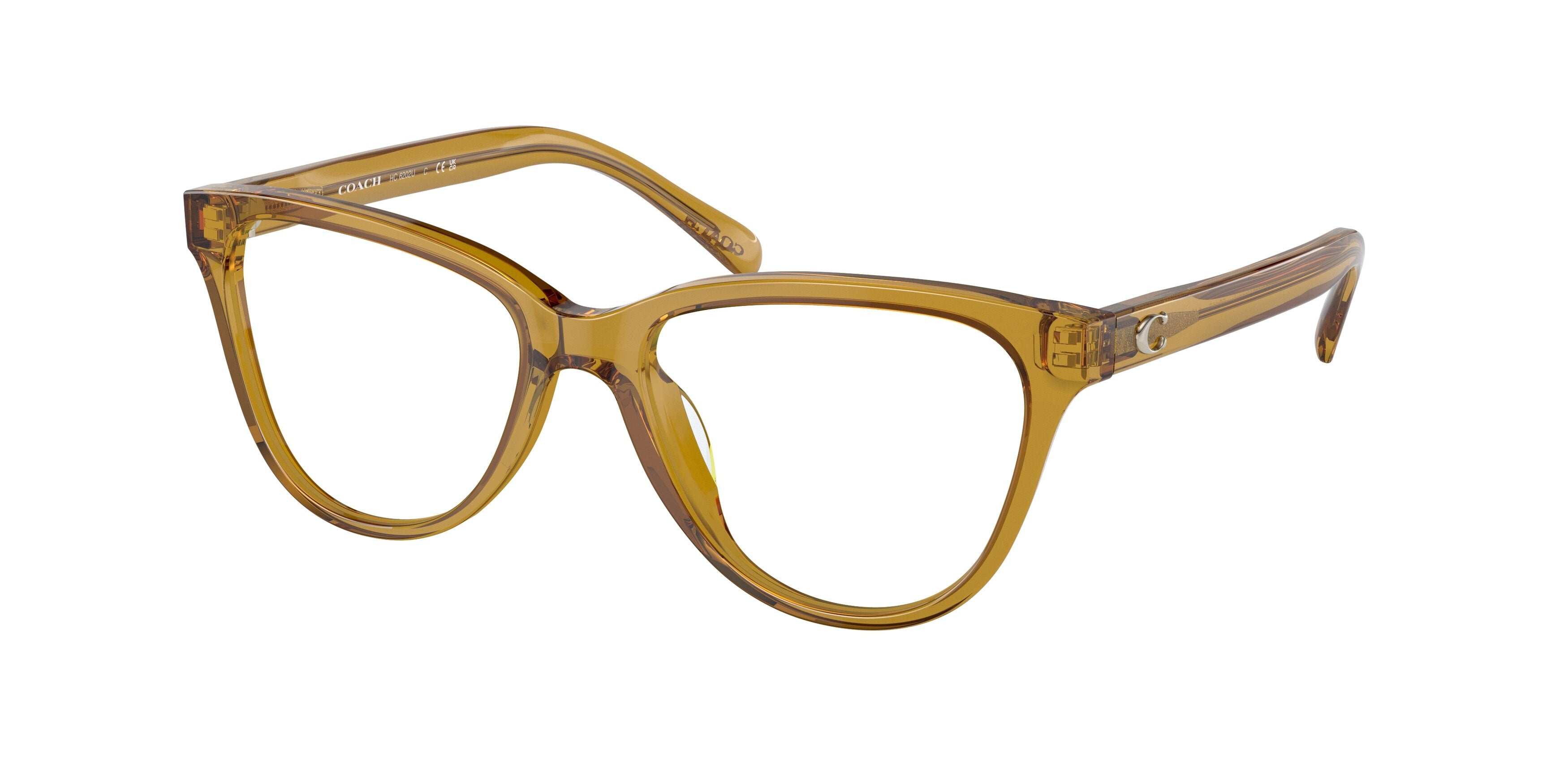 Coach HC6202U Round Eyeglasses  5715-Transparent Honey 52-140-17 - Color Map Yellow