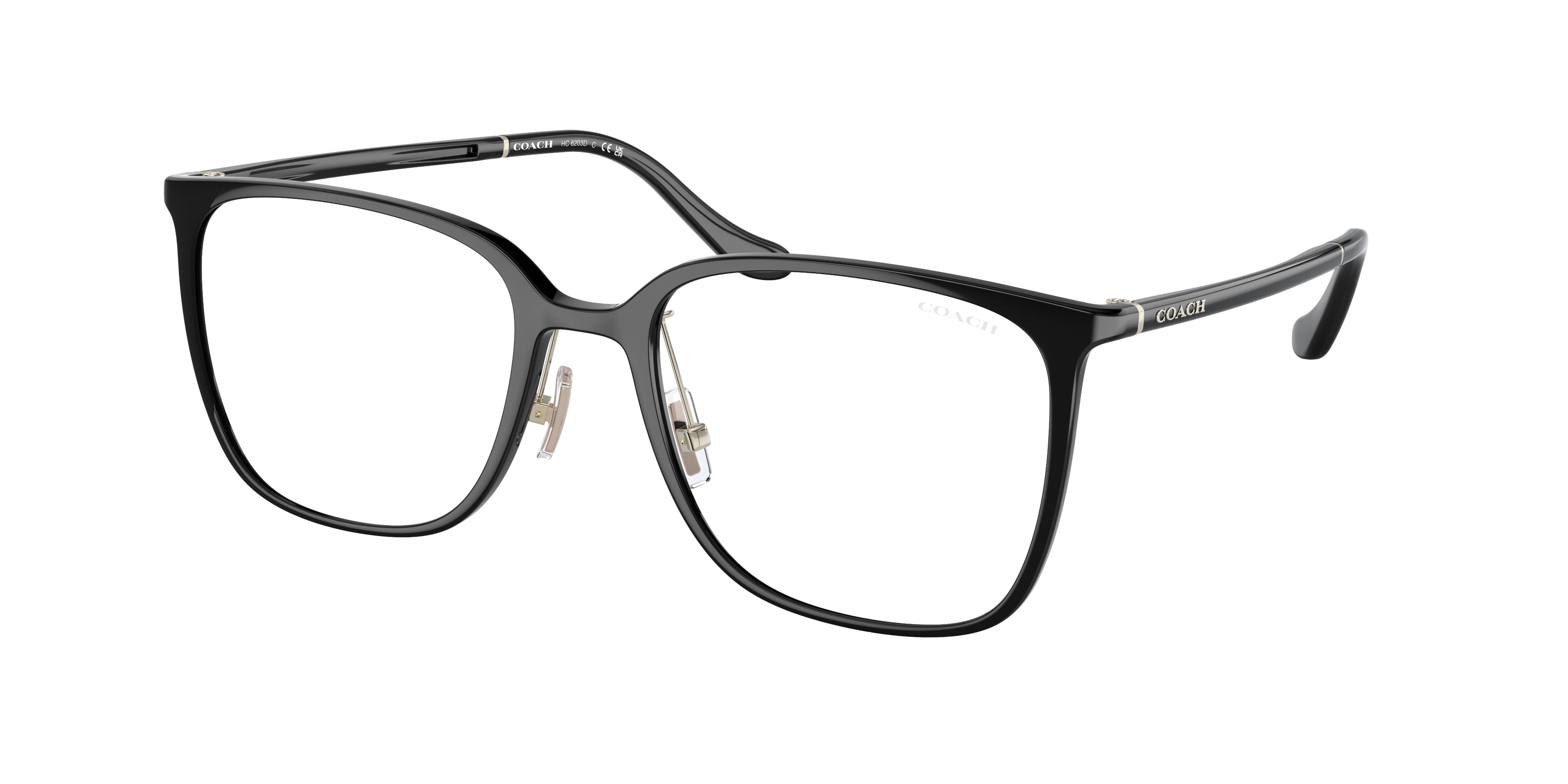 Coach HC6203D Square Eyeglasses  5002SB-Shiny Black 55-145-19 - Color Map Black