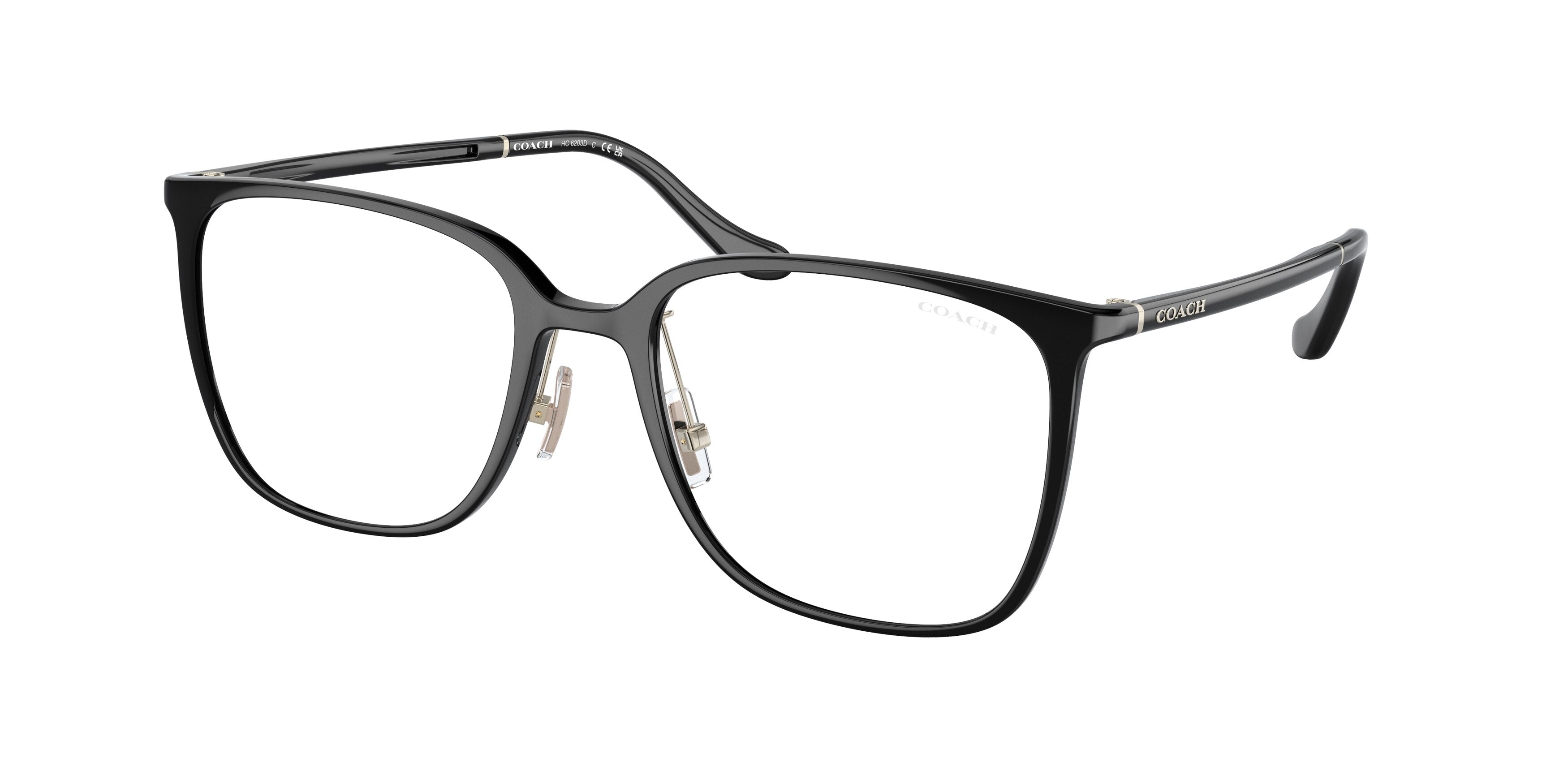 Coach HC6203D Square Eyeglasses  5002SB-Shiny Black 55-145-19 - Color Map Black