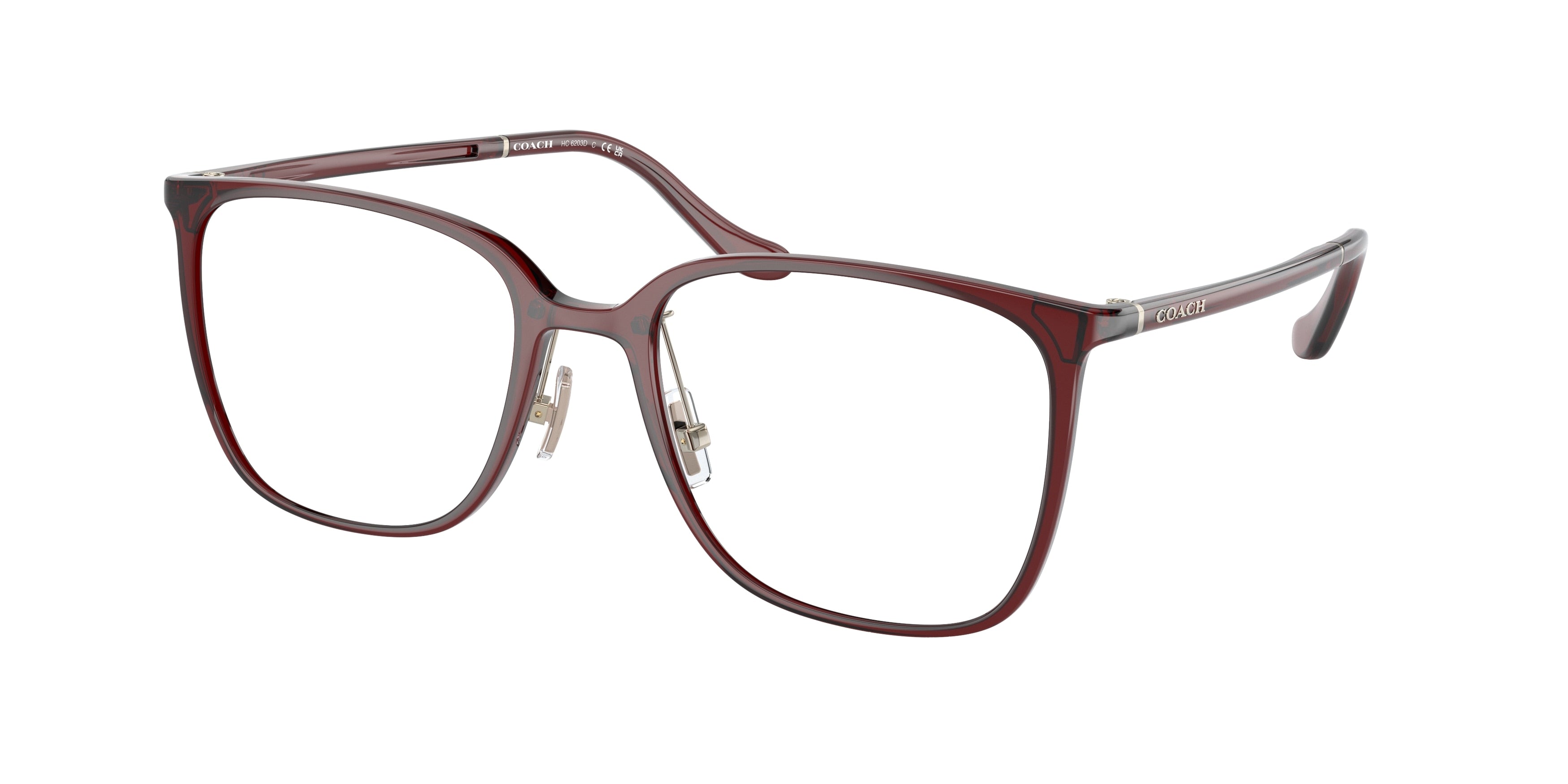 Coach HC6203D Square Eyeglasses  5721-Transparent Burgundy 55-145-19 - Color Map Red