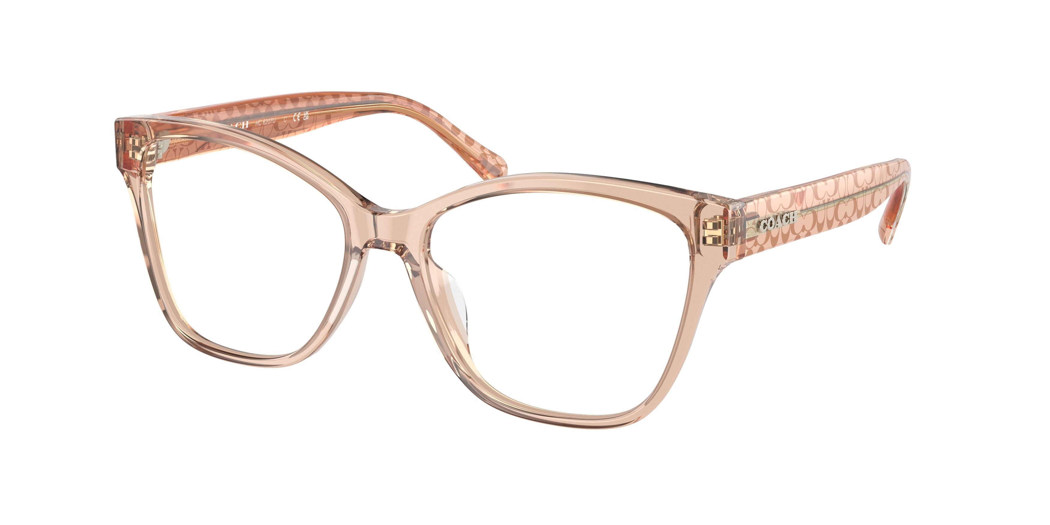 Coach HC6207U Square Eyeglasses  5561-Transparent Brown 54-140-16 - Color Map Brown
